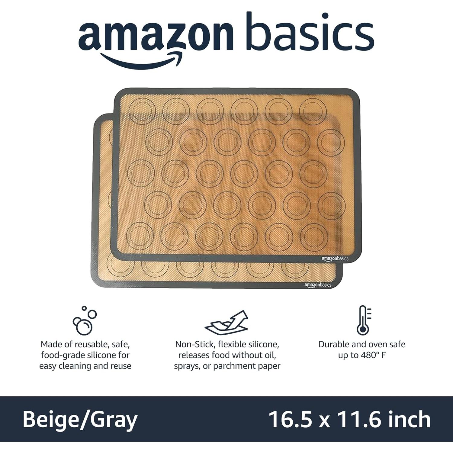 Alfombrilla de Silicona Antiadherente Amazon Basics para Macarons - Paquete de 2