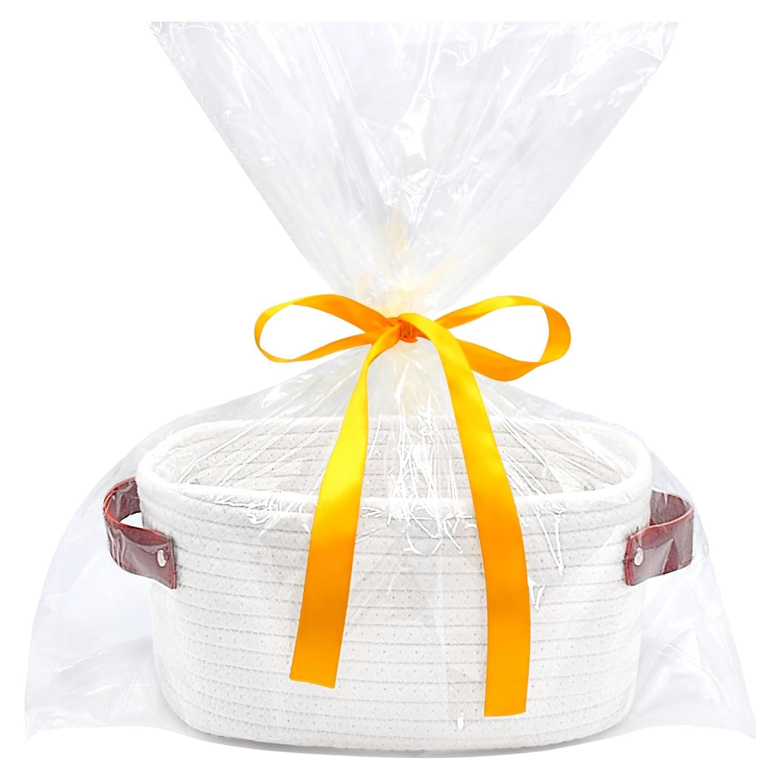 Cesta de Almacenamiento Pequeña ABenkle, Algodón Blanco