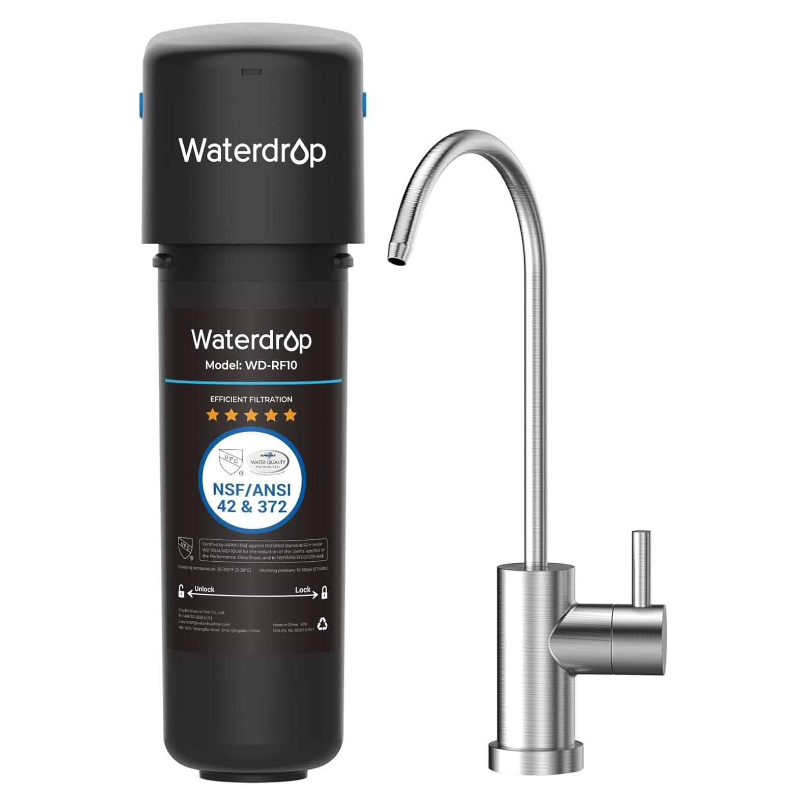 Filtro de agua bajo fregadero Waterdrop WD-10UB, reduce PFAS y plomo