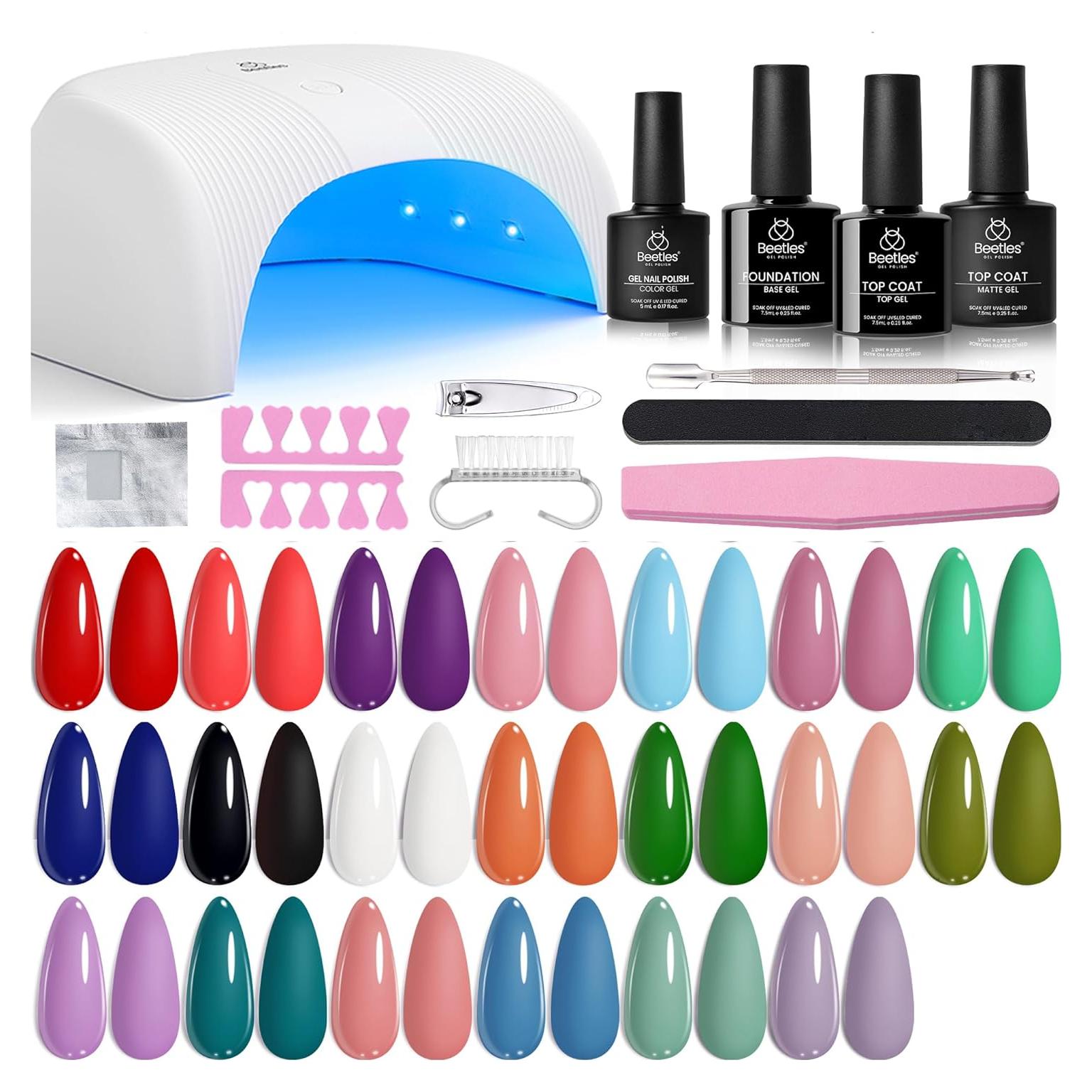 Kit de Esmalte de Uñas en Gel Beetles - 31 Piezas con Luz UV