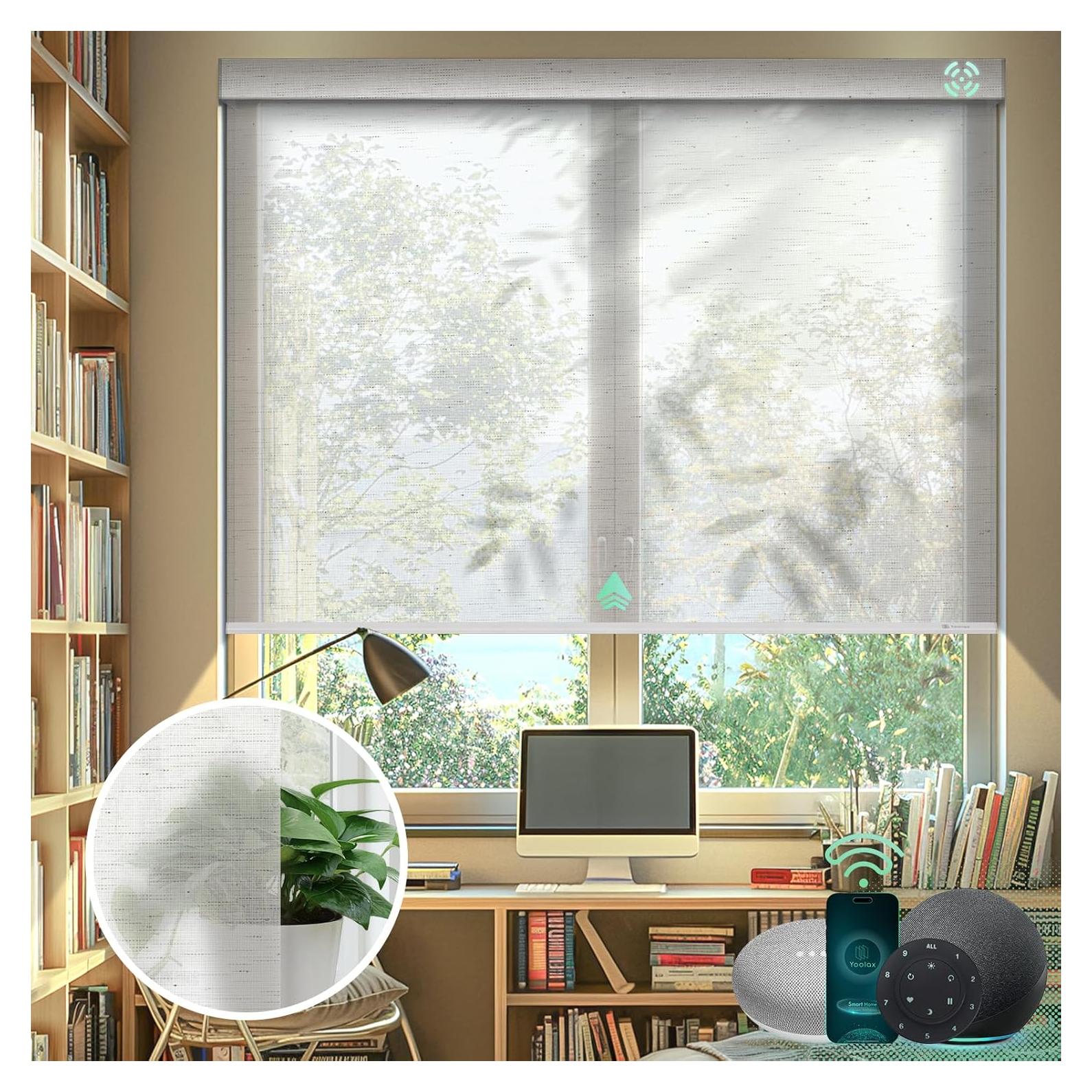 Cortinas Motorizadas Yoolax 152x152 cm Semi Sheer Blanco Estrellado