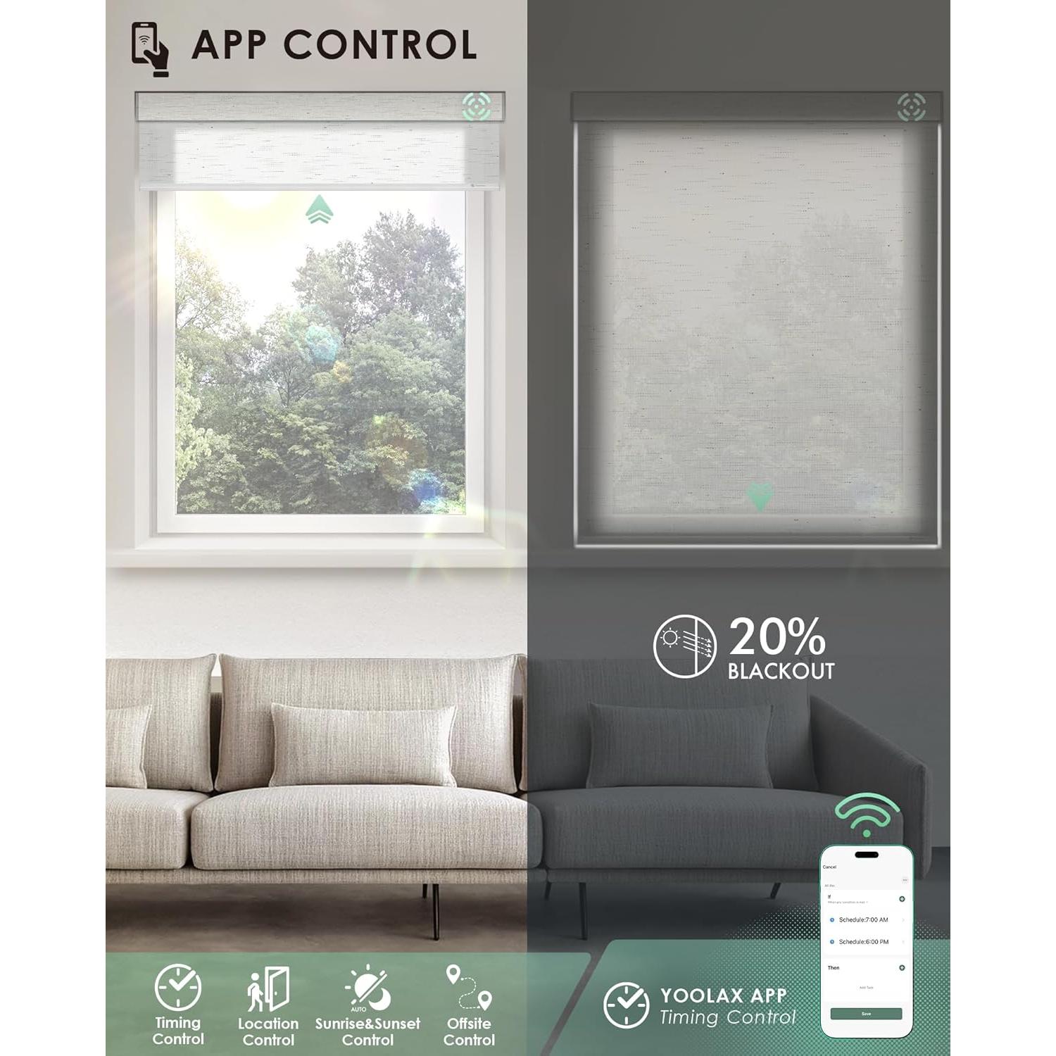 Cortinas Motorizadas Yoolax 152x152 cm Semi Sheer Blanco Estrellado