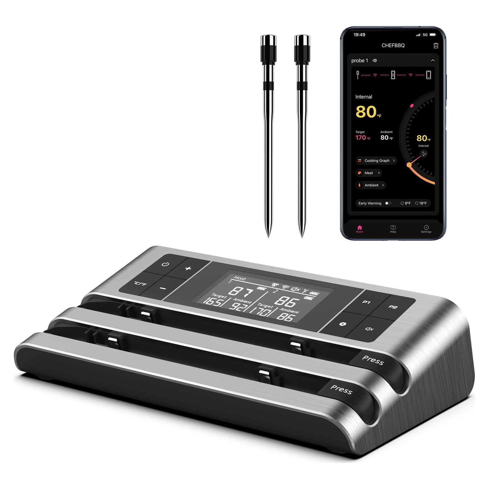 Termómetro de Carne Inalámbrico Hongkang HK-W02 Sonda Doble