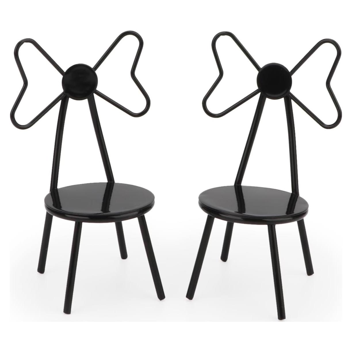 Juego de Sillas Miniatura Cutemini 1:12 Metal Negro (2 Piezas)