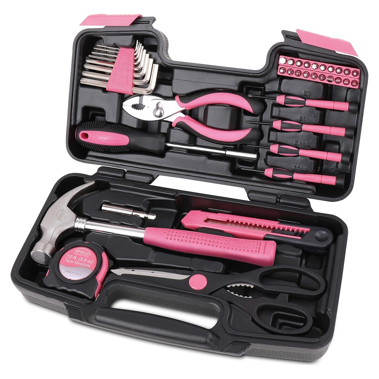 Juego de Herramientas Apollo 39 Piezas Rosa para DIY