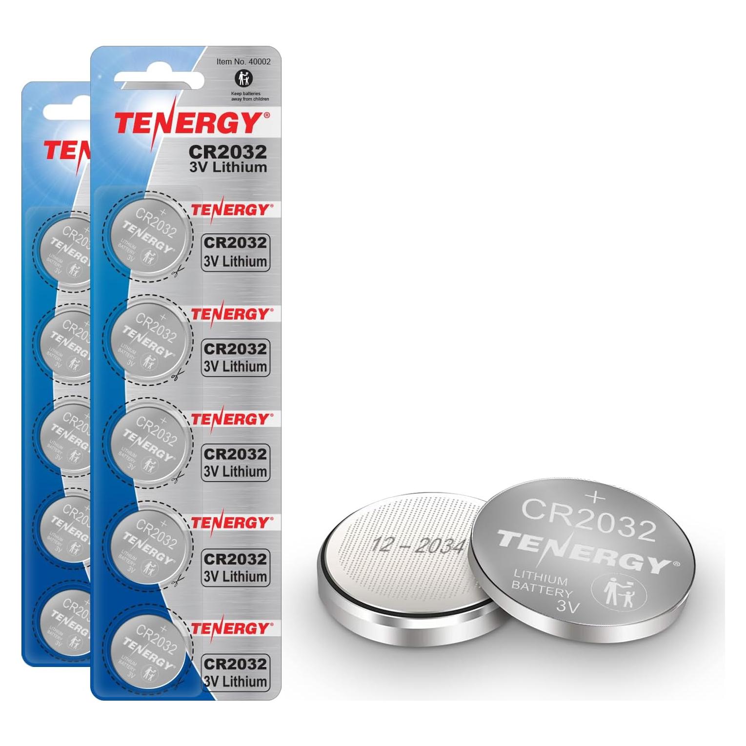 Baterías Tenergy CR2032 3V Litio - Paquete de 10 Unidades