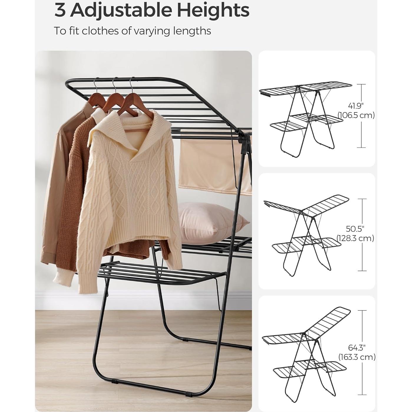 Estante para Secar Ropa SONGMICS Plegable 2 Niveles 33 Varillas