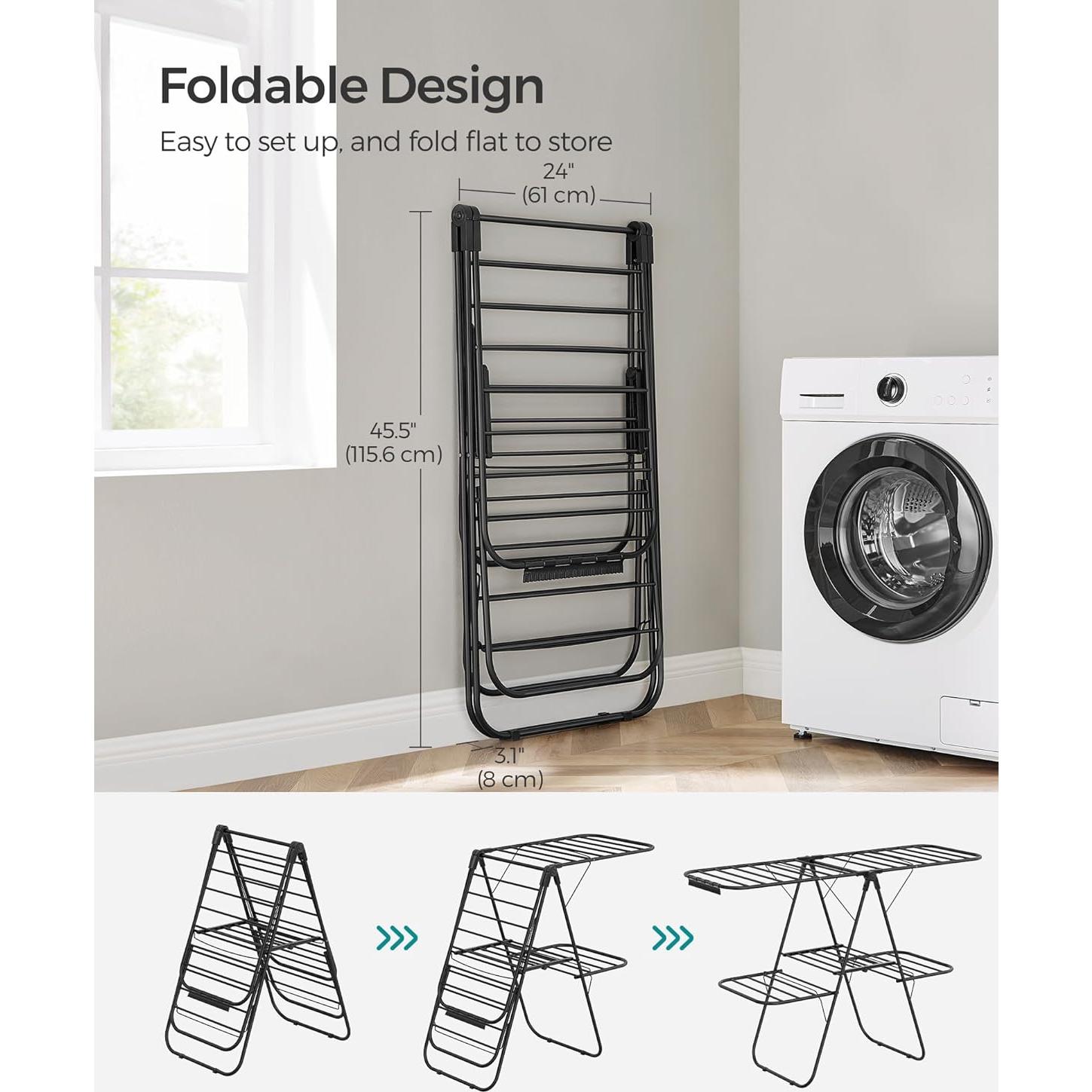 Estante para Secar Ropa SONGMICS Plegable 2 Niveles 33 Varillas