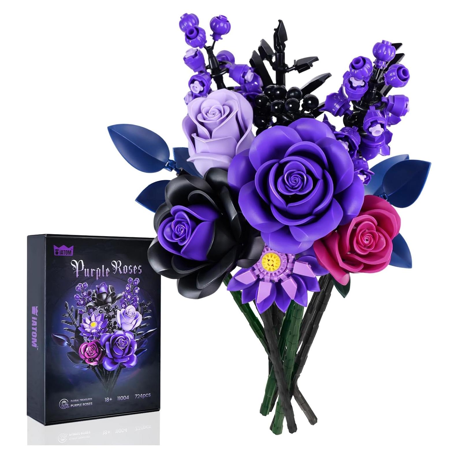 Ramo de Rosas Moradas iATOM 12 Piezas Decoración Floral