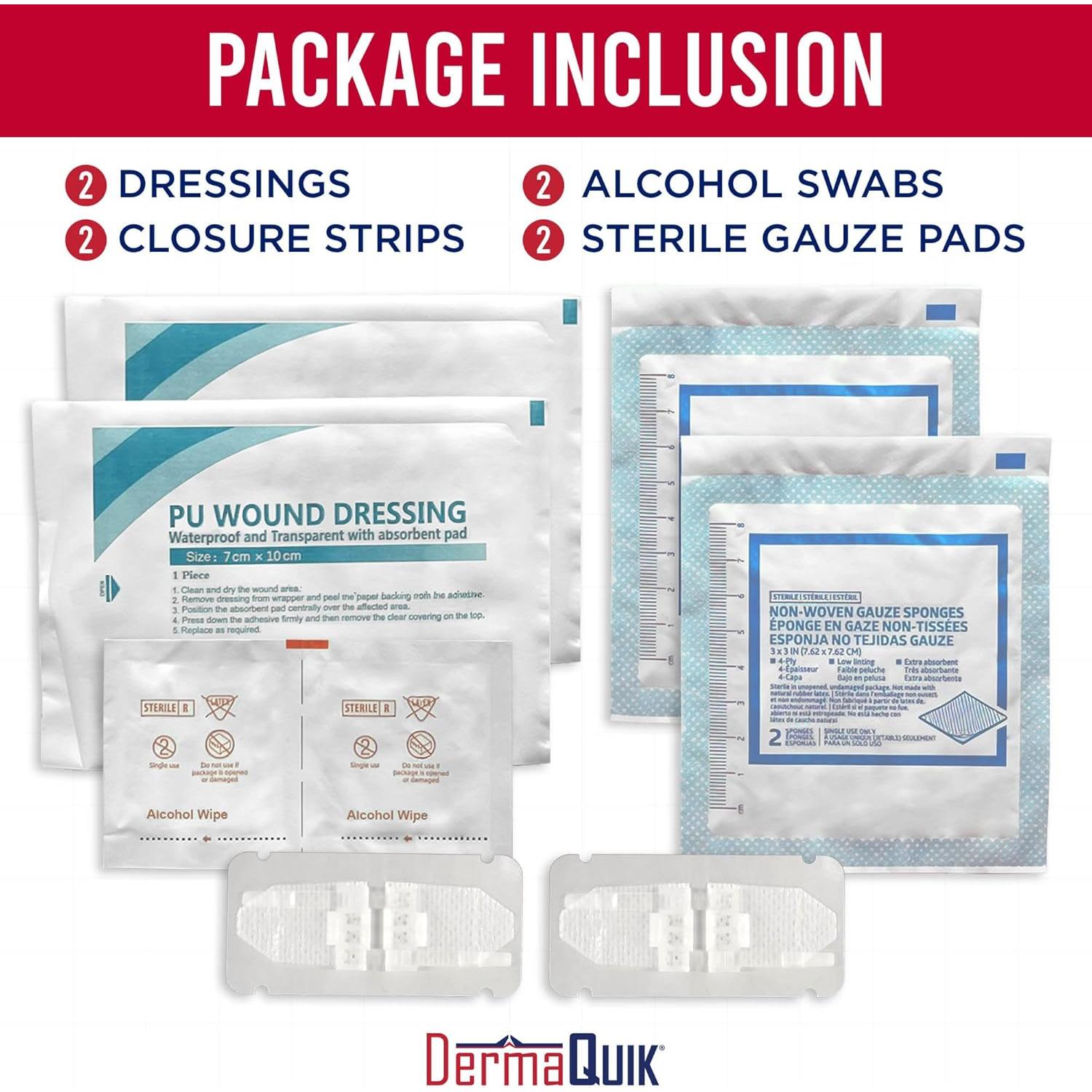Kit de Cierre de Laceraciones DermaQuik - 2 Tiras Transpirables