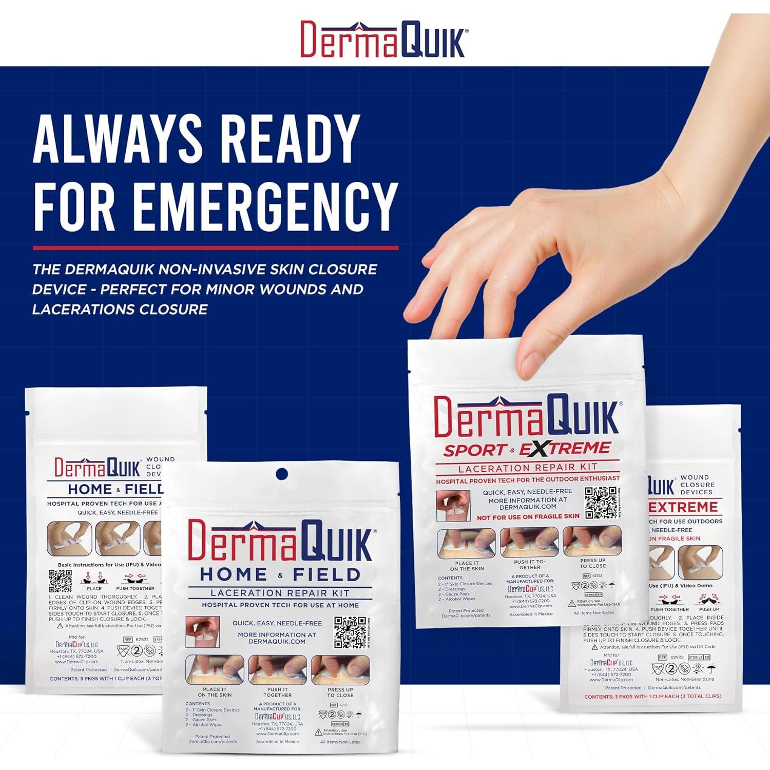 Kit de Cierre de Laceraciones DermaQuik - 2 Tiras Transpirables