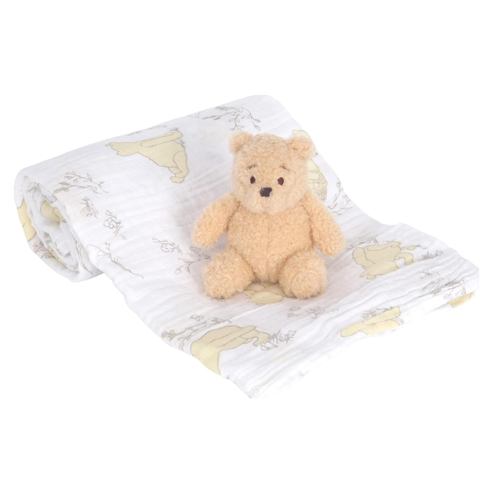 Manta Envueltoria Algodón Lambs & Ivy Winnie Pooh + Peluche
