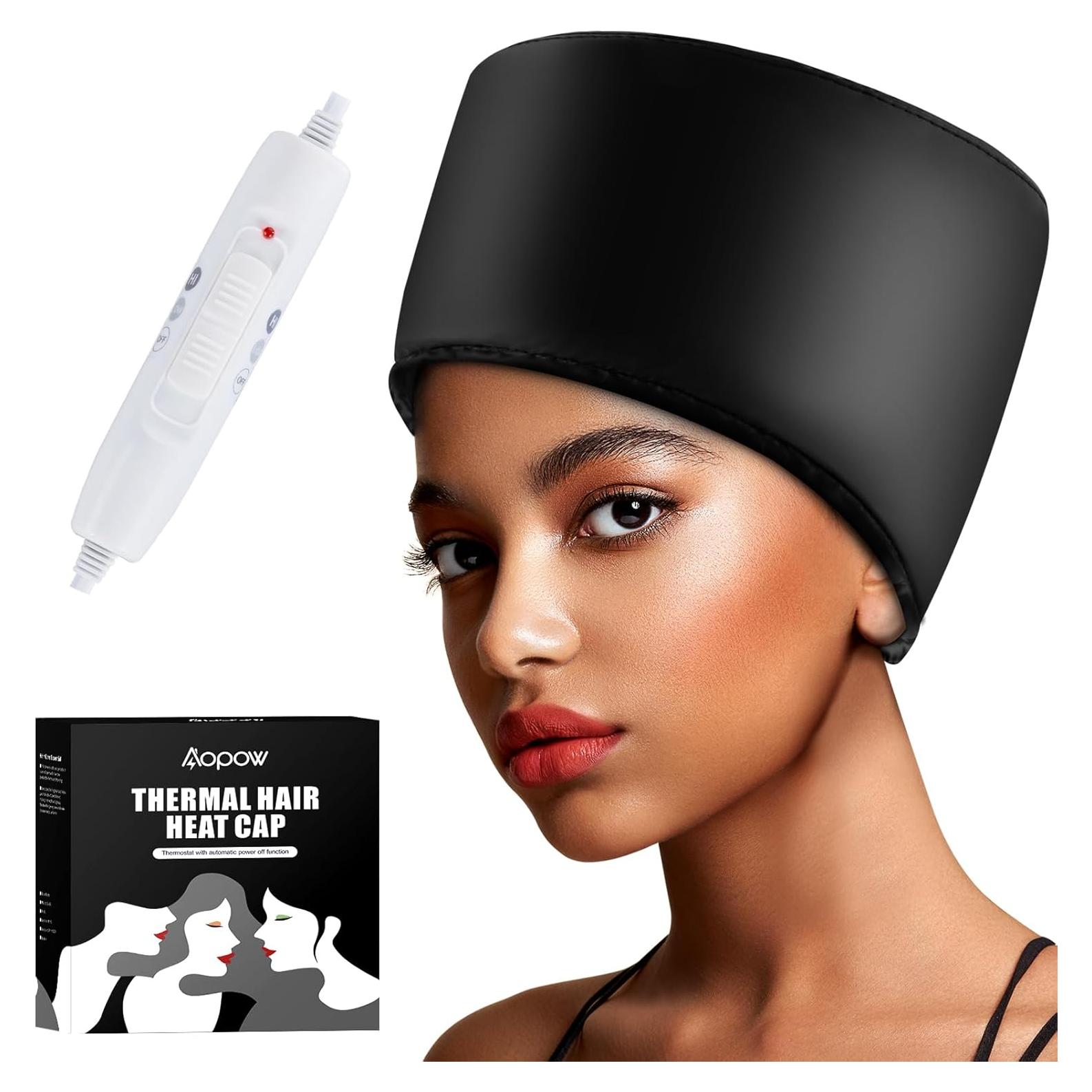 Gorro Térmico Eléctrico AOPOW para Acondicionamiento Cabello Negro