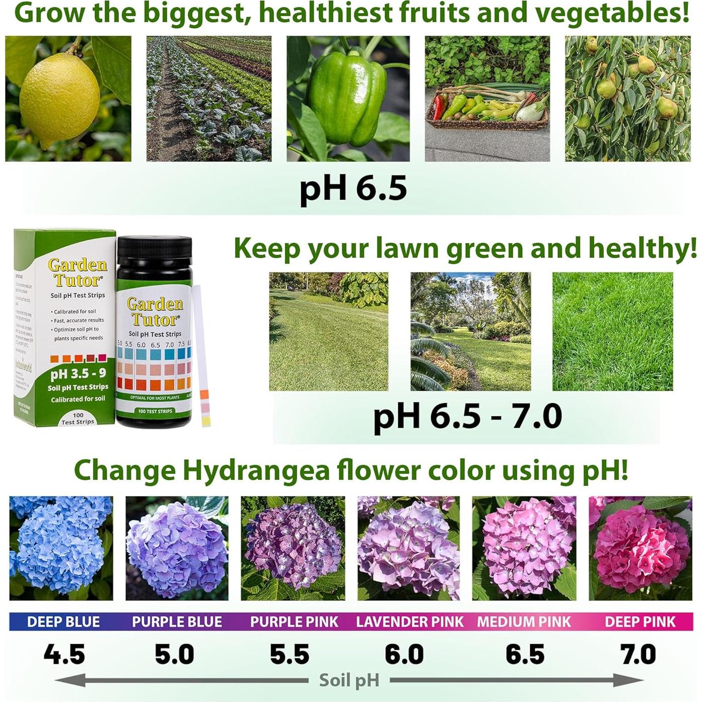 Kit de Prueba de pH del Suelo Garden Tutor - 100 Tiras