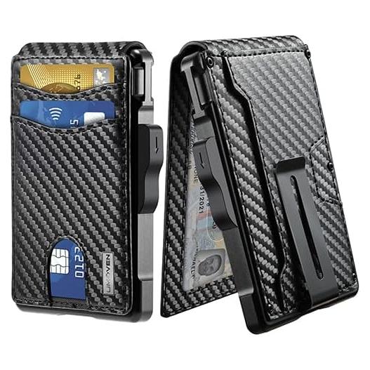 Cartera Minimalista TXCKEE Negra con Bloqueo RFID y Clip