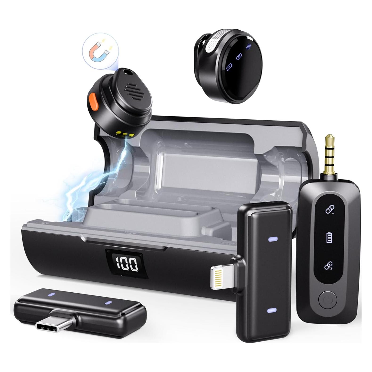 Micrófono Lavalier Inalámbrico Moman MP-BMC1M-BK para iPhone/Android