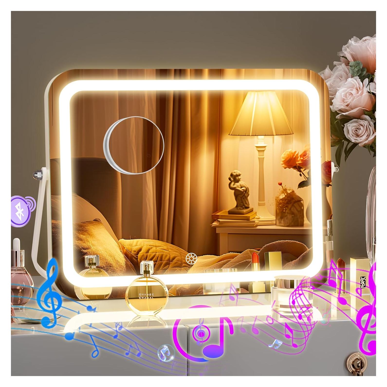 Espejo de Maquillaje LED Hasipu 35.56x25.4 cm con Bluetooth