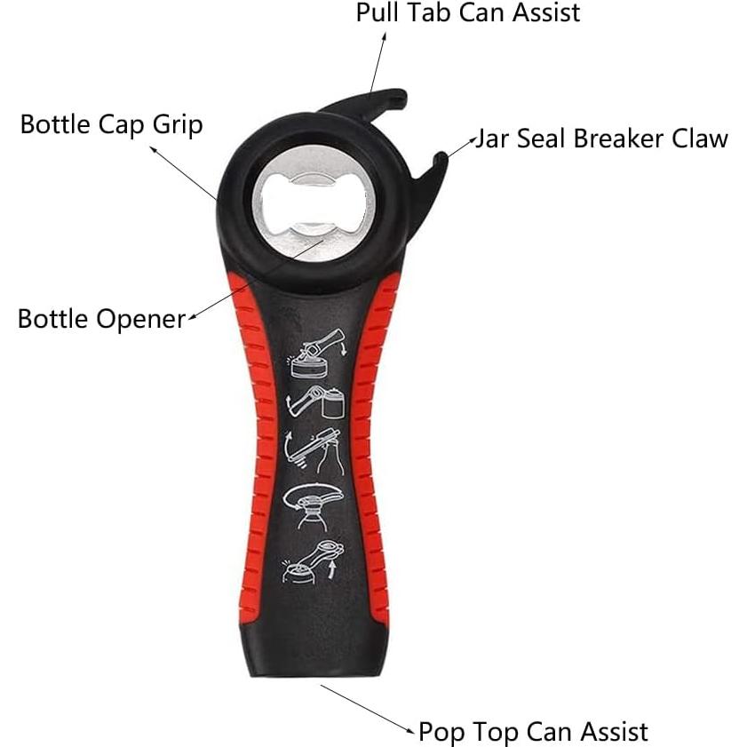 Paquete de 2 Abridores Multifuncionales Mailaoqi 5 en 1 Negro