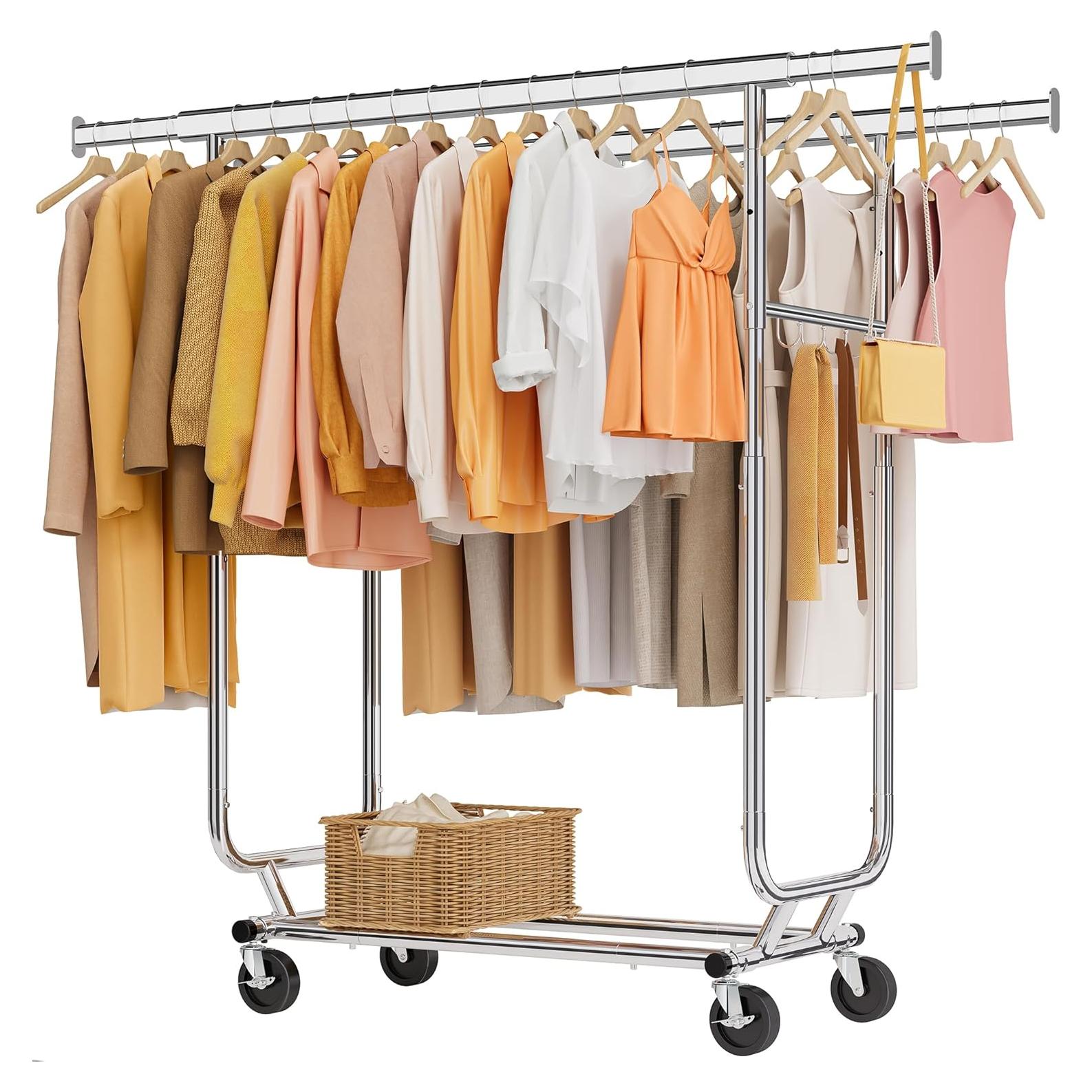 Perchero Doble Barra Tajsoon Plegable con Ruedas 217.7 kg