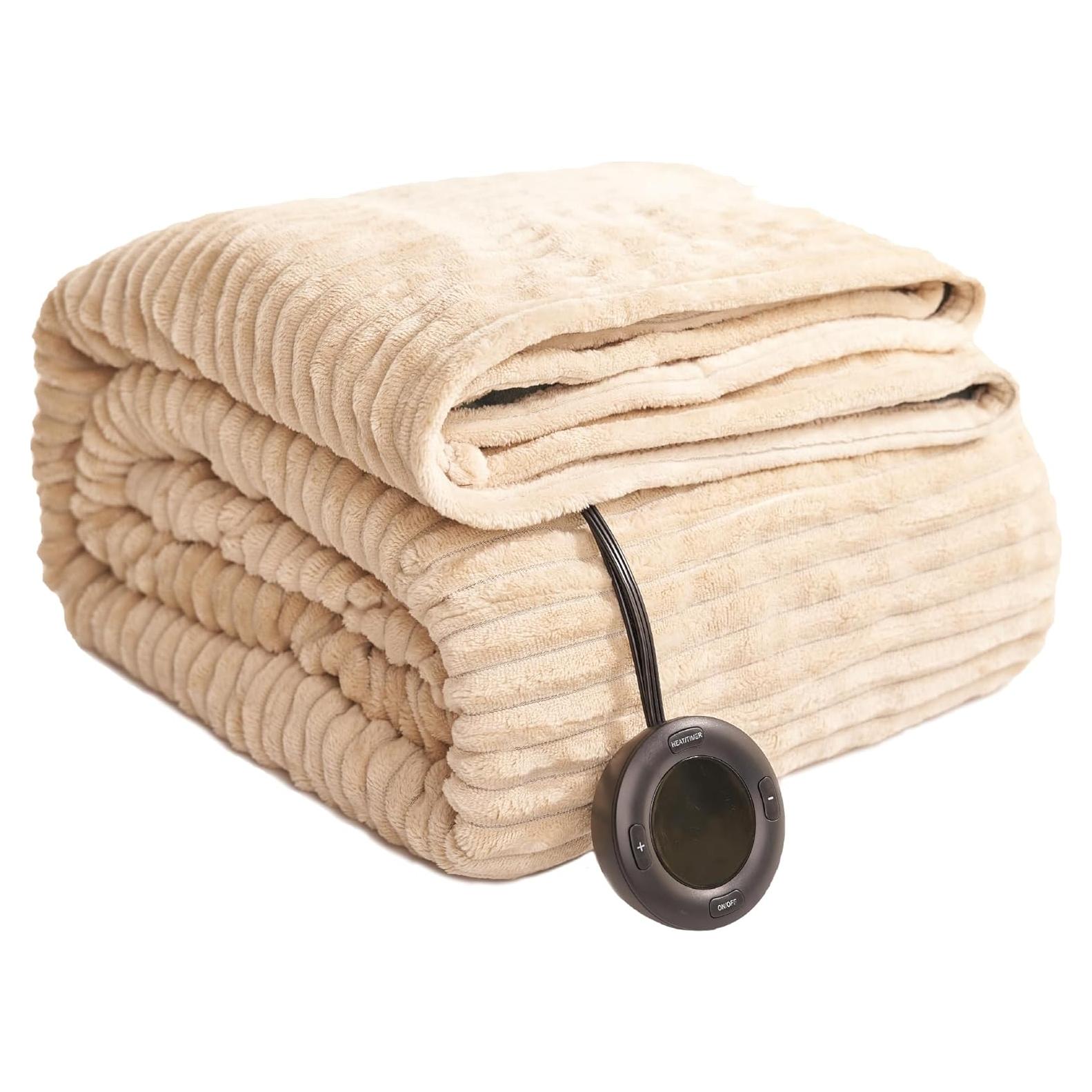 Manta Calentada Eléctrica HOMISPRITE Individual Beige 157.5x213.4cm