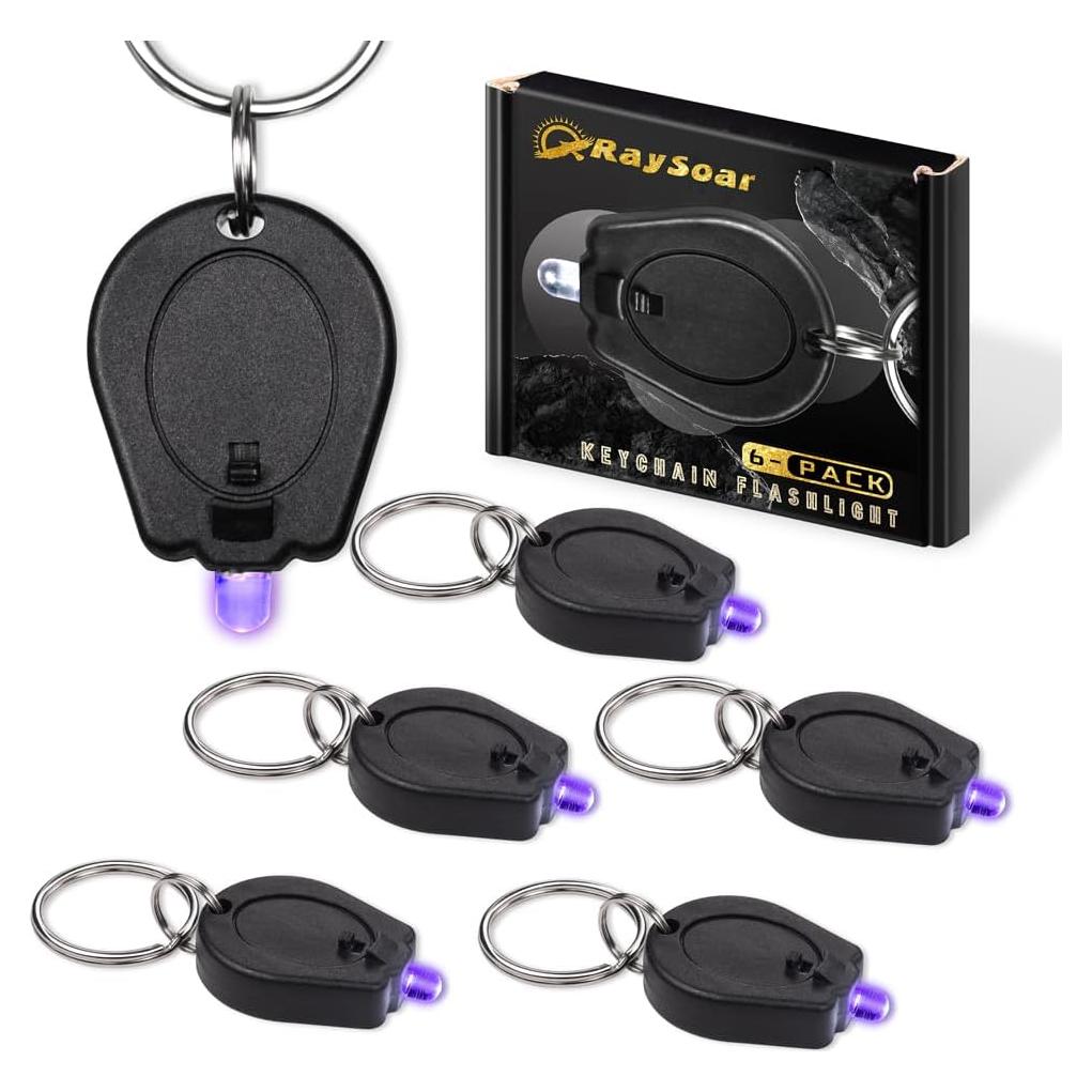 Paquete de 6 Linternas UV LED RaySoar 395nm Llave Prácticas