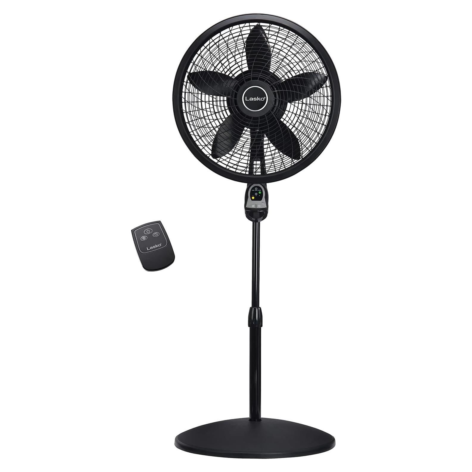 Ventilador de pedestal Lasko 1843, 3 velocidades, control remoto, 45.72 cm