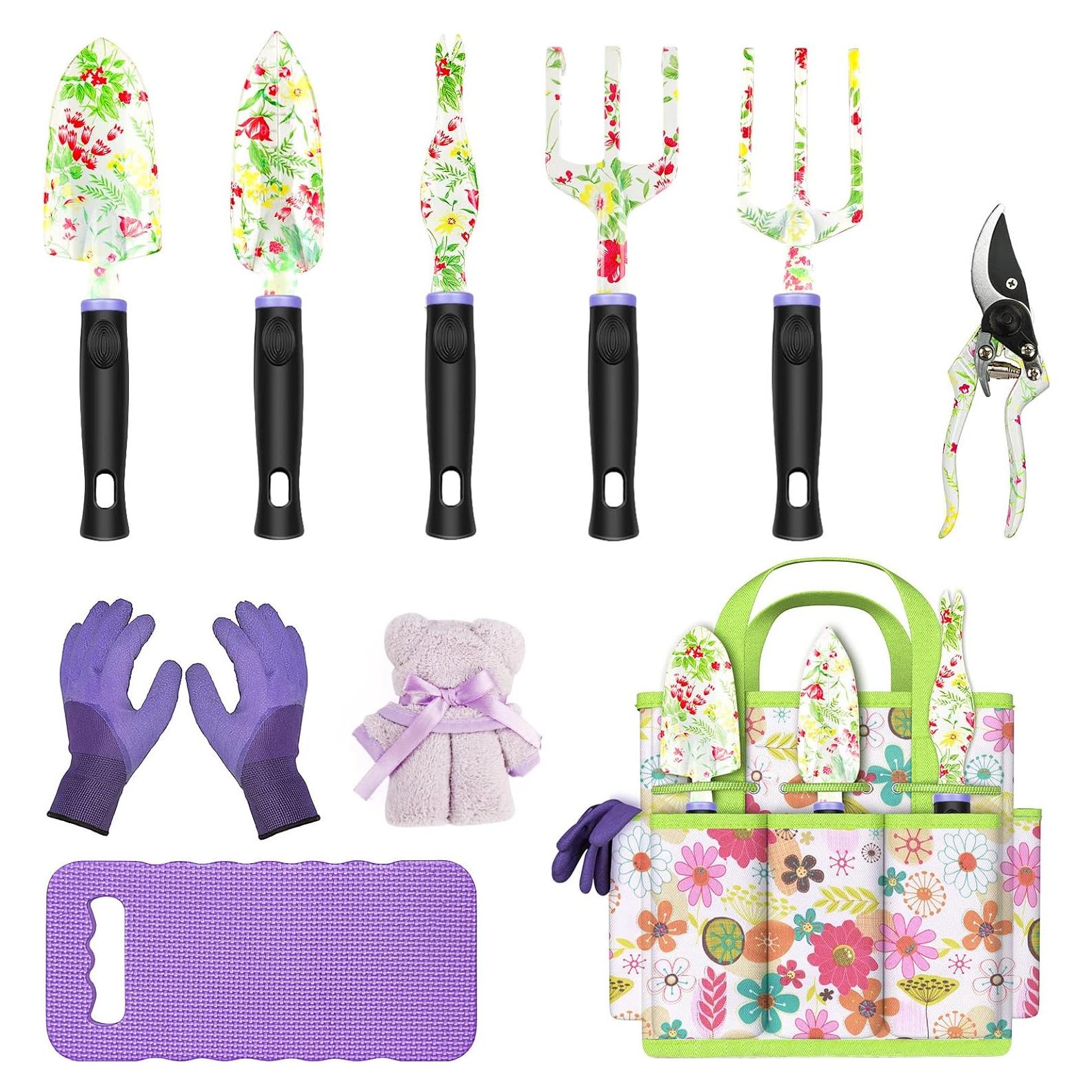 Juego de Jardinería JUMPHIGH 10 Piezas con Guantes y Bolsa