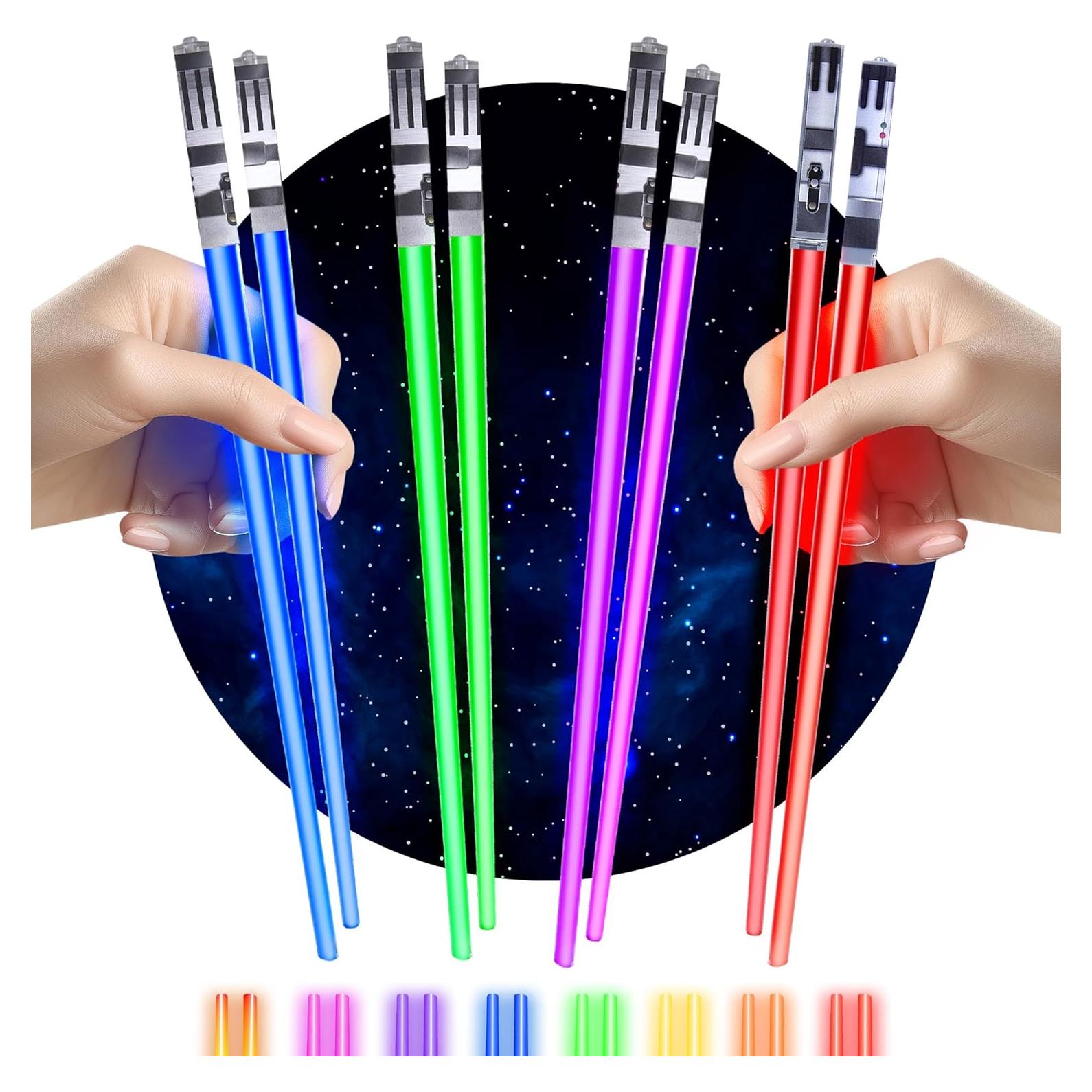 Palillos de Luz LED ChopSabers - Set de 4 Pares Iluminados