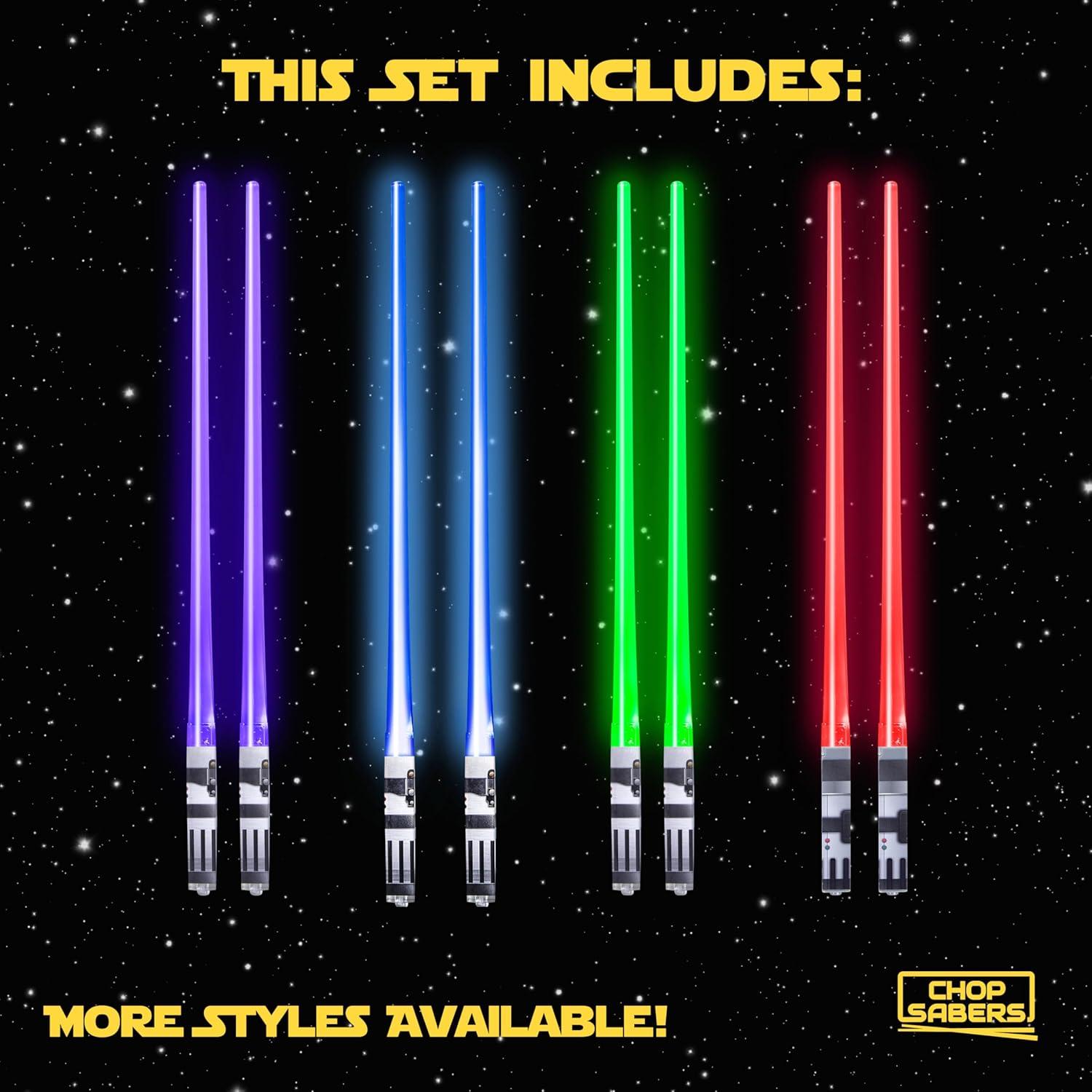 Palillos de Luz LED ChopSabers - Set de 4 Pares Iluminados