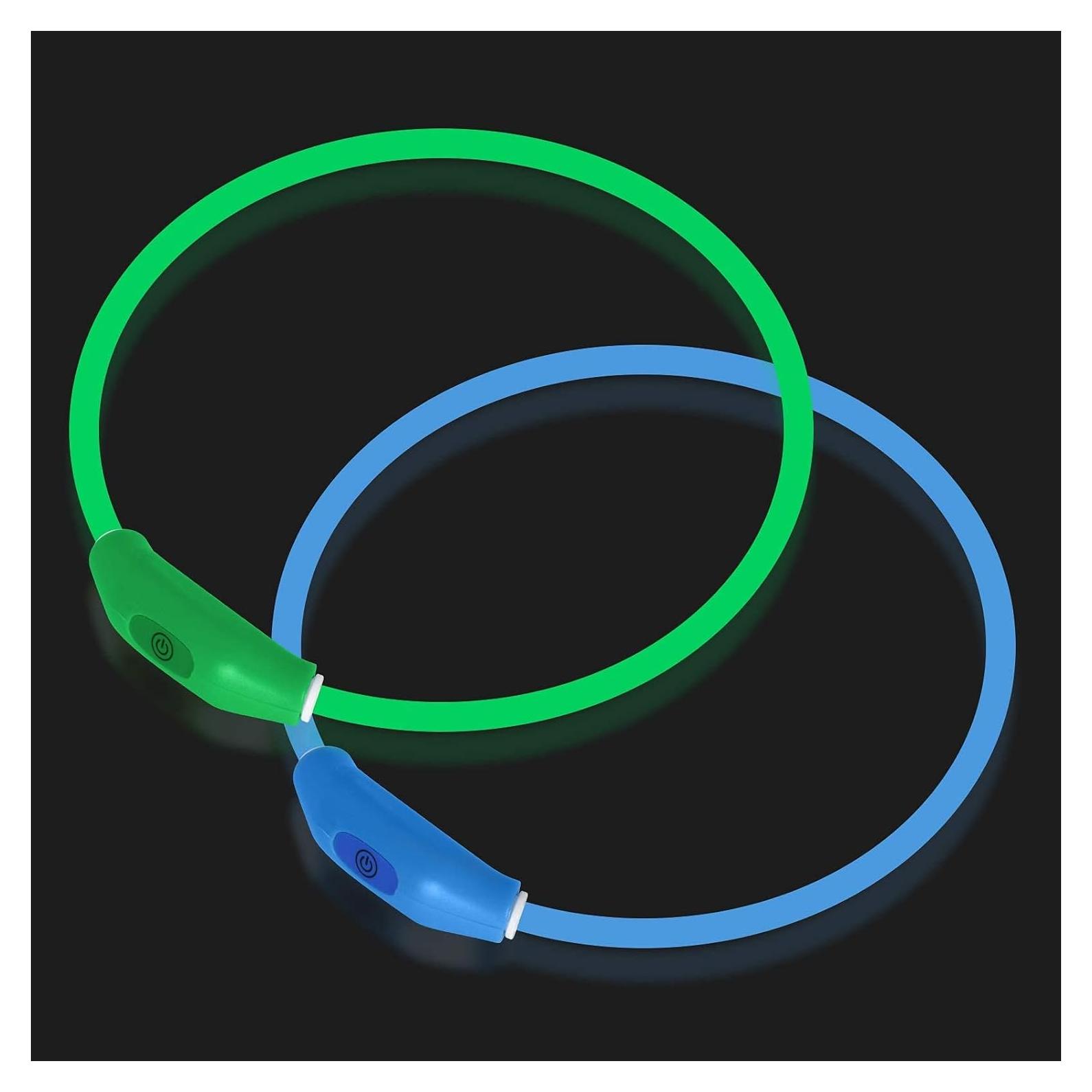 Collar LED para Perros Novkin Verde y Azul 2 Paquetes