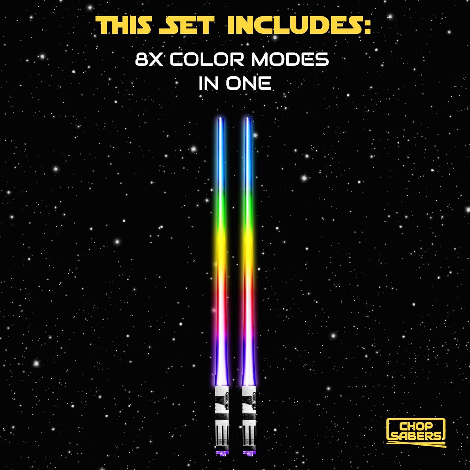 Palillos de Sable de Luz LED ChopSabers 26 cm 8 Modos Color