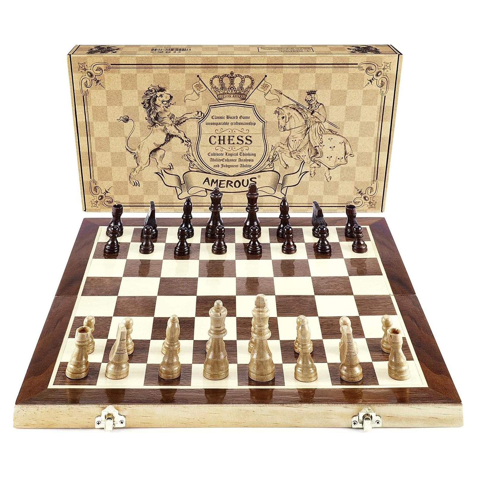 Juego de Ajedrez AMEROUS Magnético Plegable 39.6x39.6cm