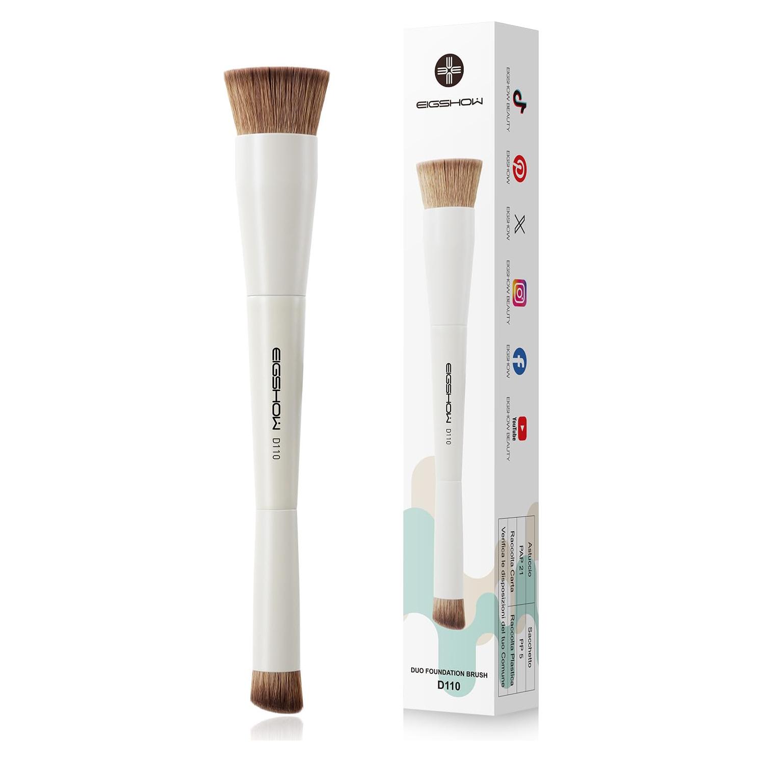 Brocha de Maquillaje Doble Cara EIGSHOW D110 Beige Vegana