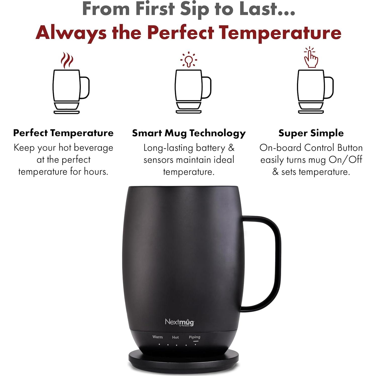 Nextmug Plus - Taza autocalentable 532 ml Negro