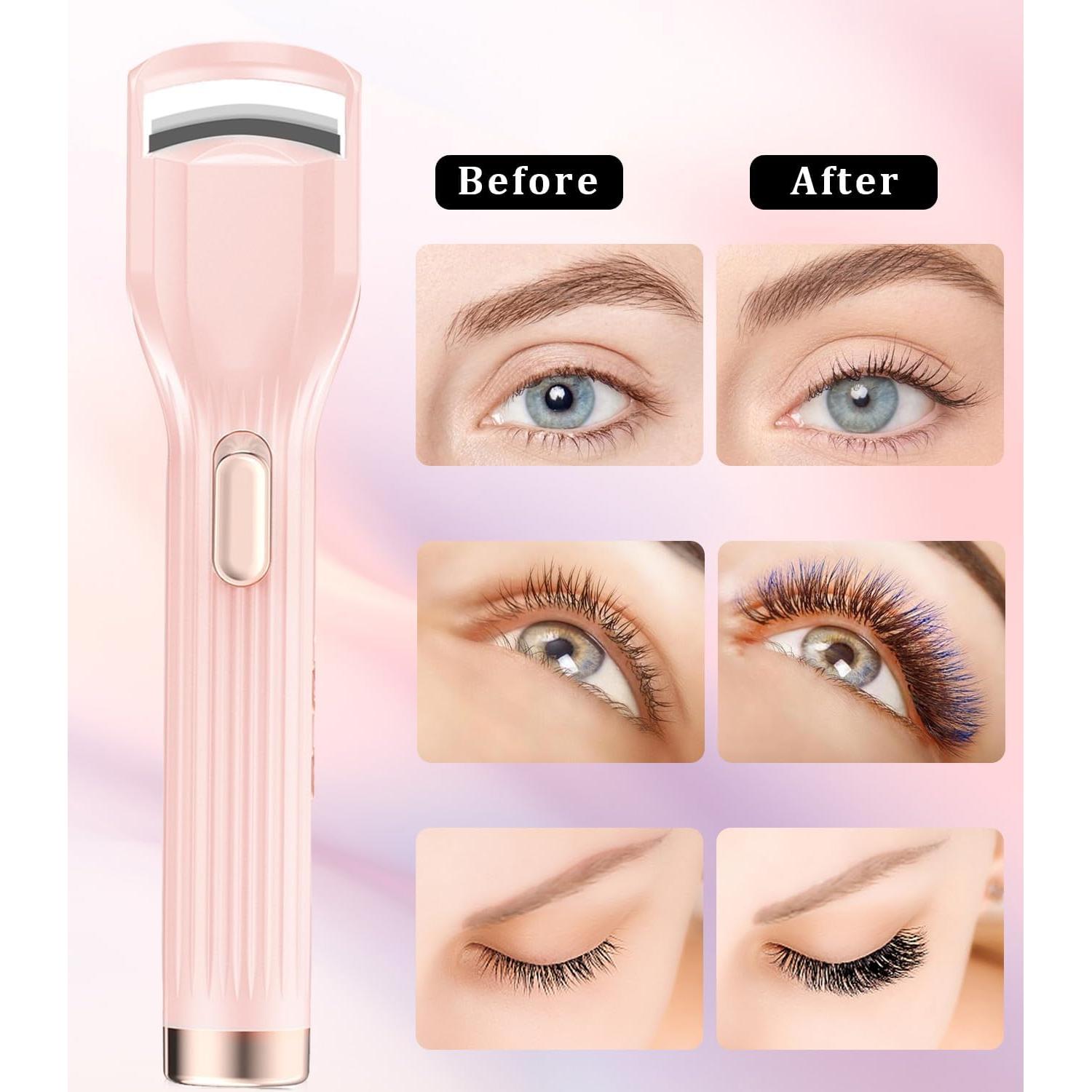 Rizador de Pestañas Eléctrico Acavado Rosa - Calentamiento Rápido 10s