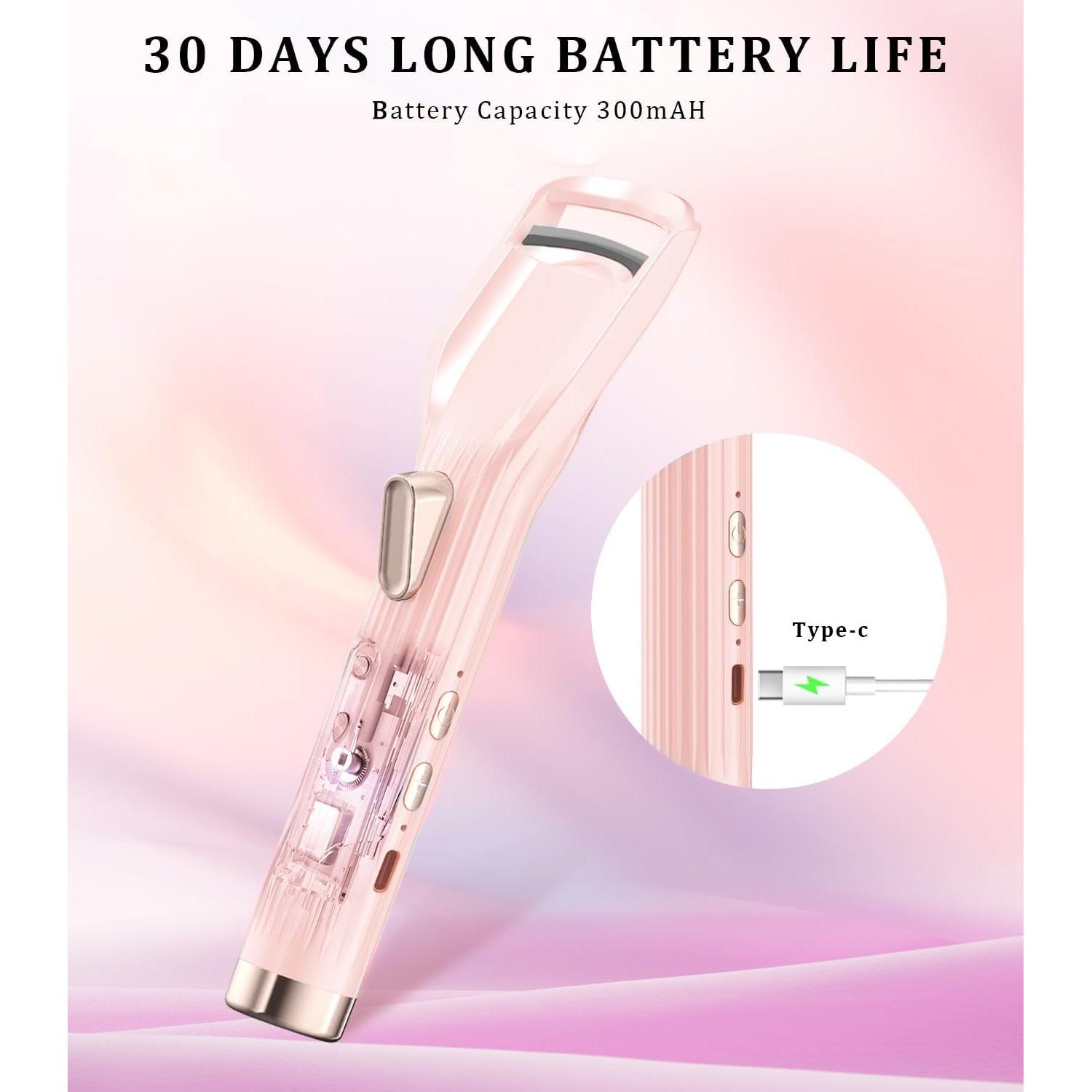 Rizador de Pestañas Eléctrico Acavado Rosa - Calentamiento Rápido 10s