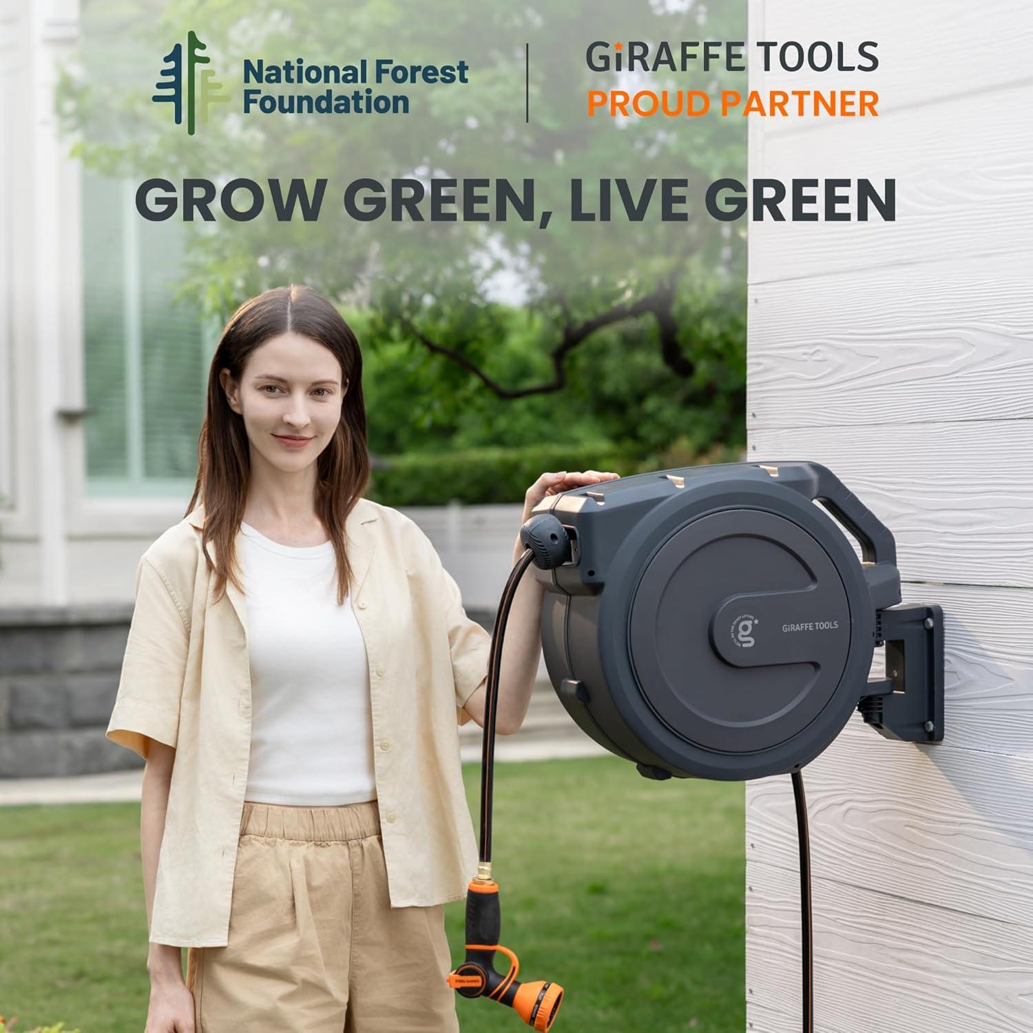 Carrete de Manguera Retráctil Giraffe Tools 23.77m Soporte Metal