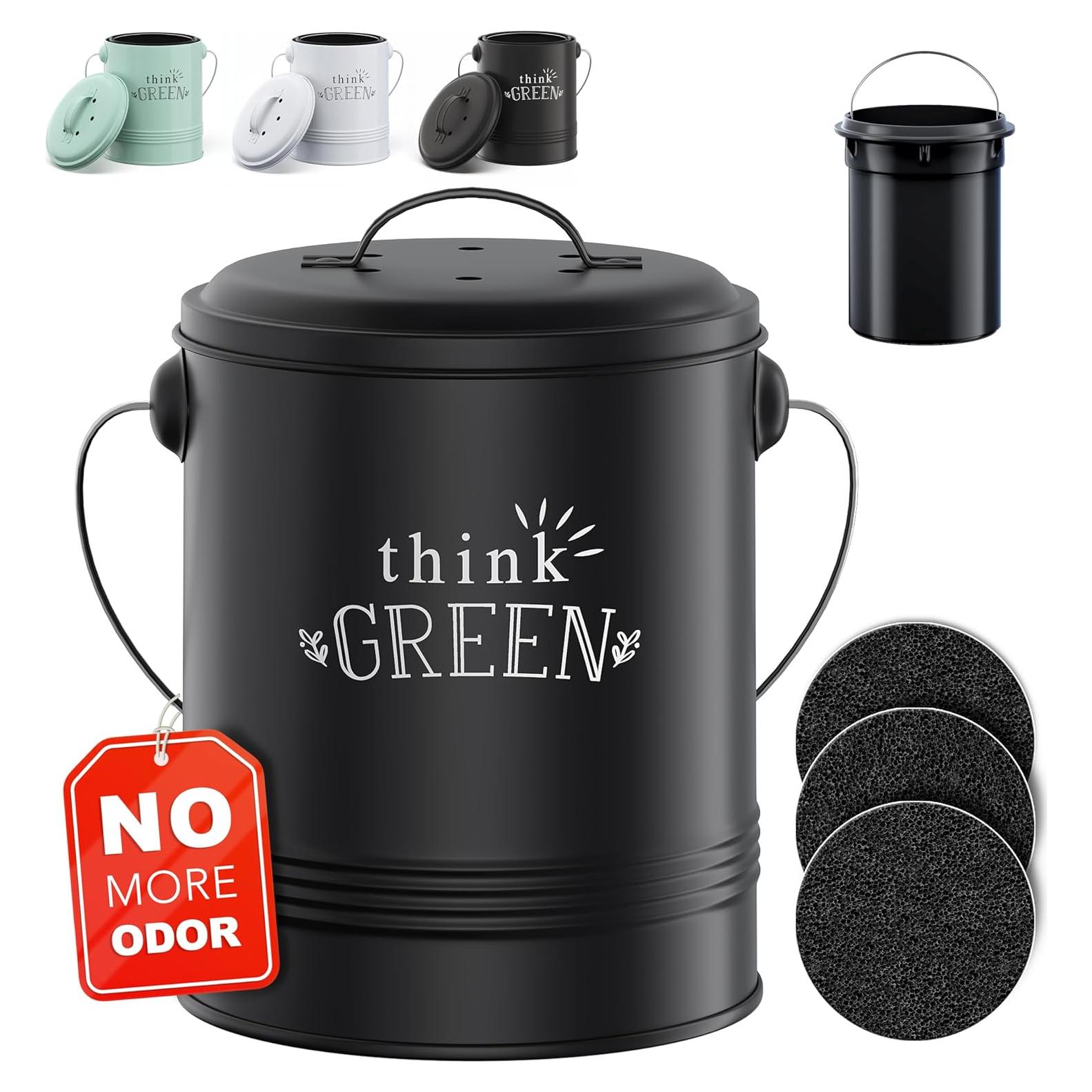 Contenedor de Compost Barnyard Designs 4.54L Negro con Filtros