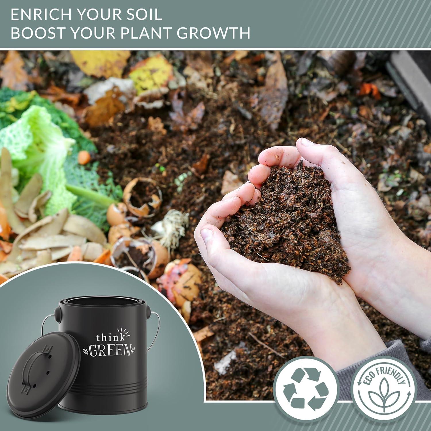 Contenedor de Compost Barnyard Designs 4.54L Negro con Filtros