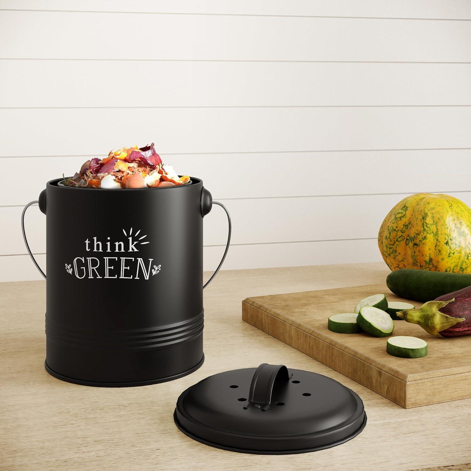 Contenedor de Compost Barnyard Designs 4.54L Negro con Filtros