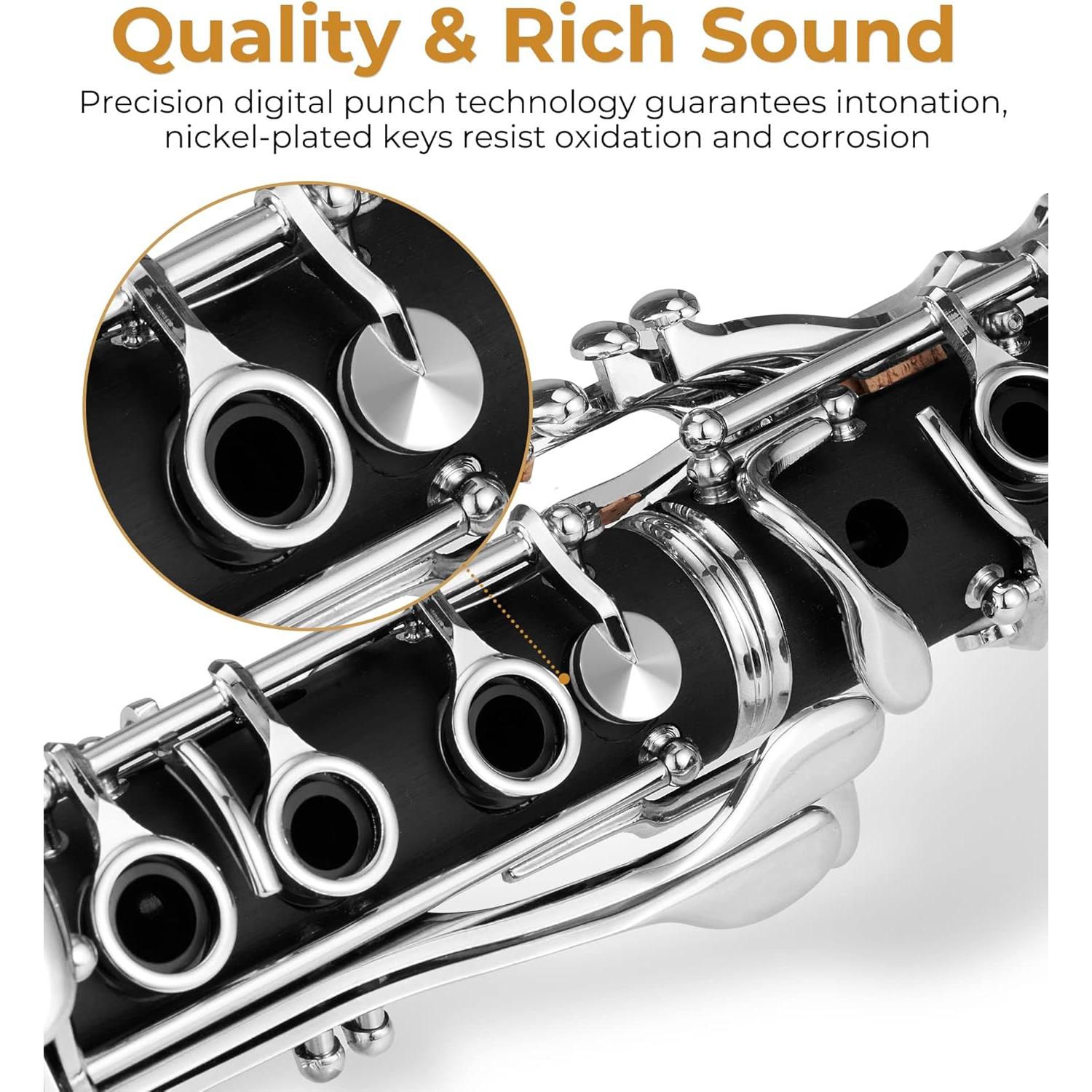 Clarinete Bb Vangoa para Principiantes con Estuche y Accesorios