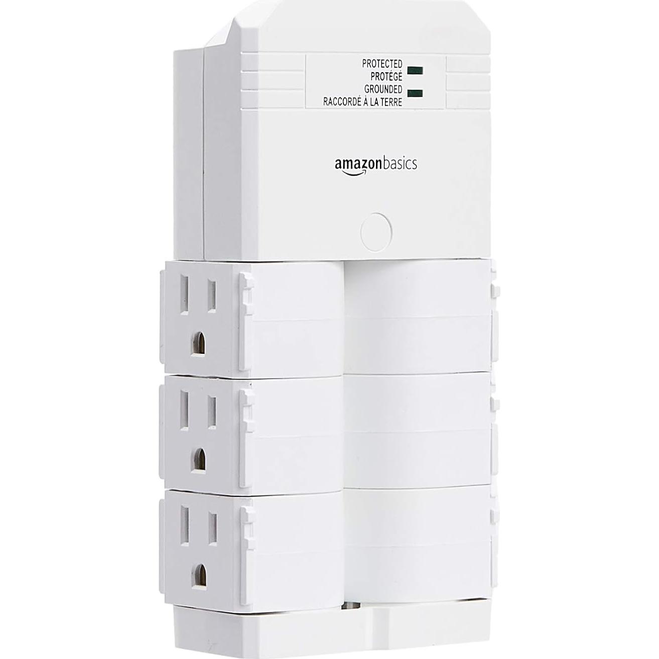 Regleta de Protección Amazon Basics 6 Salidas Montaje Pared 1080 Julios