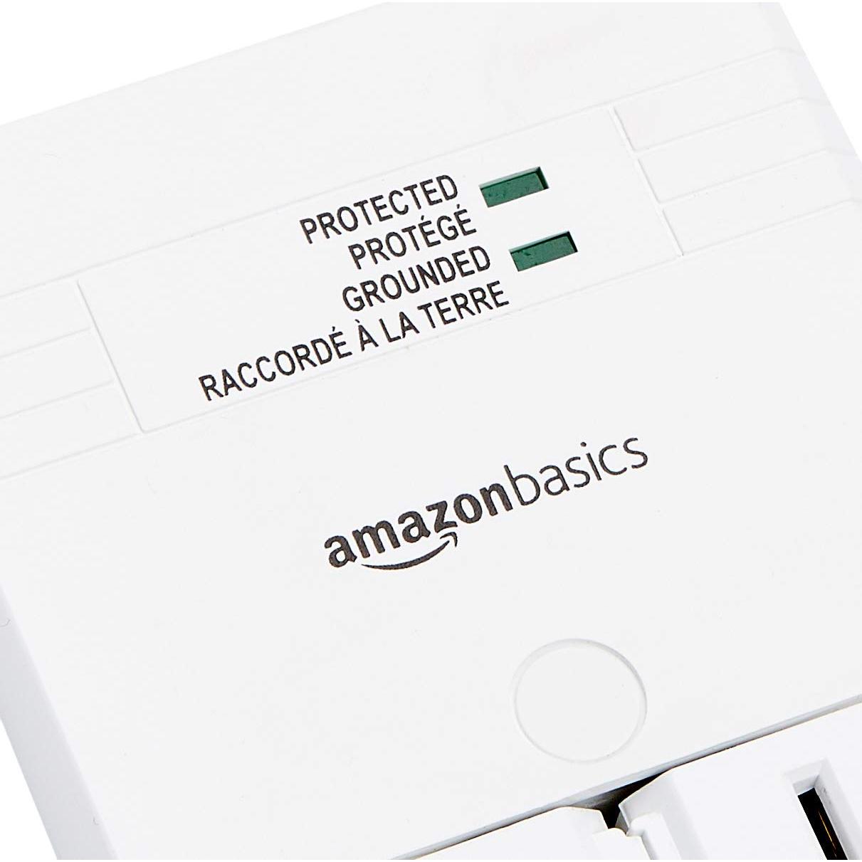 Regleta de Protección Amazon Basics 6 Salidas Montaje Pared 1080 Julios