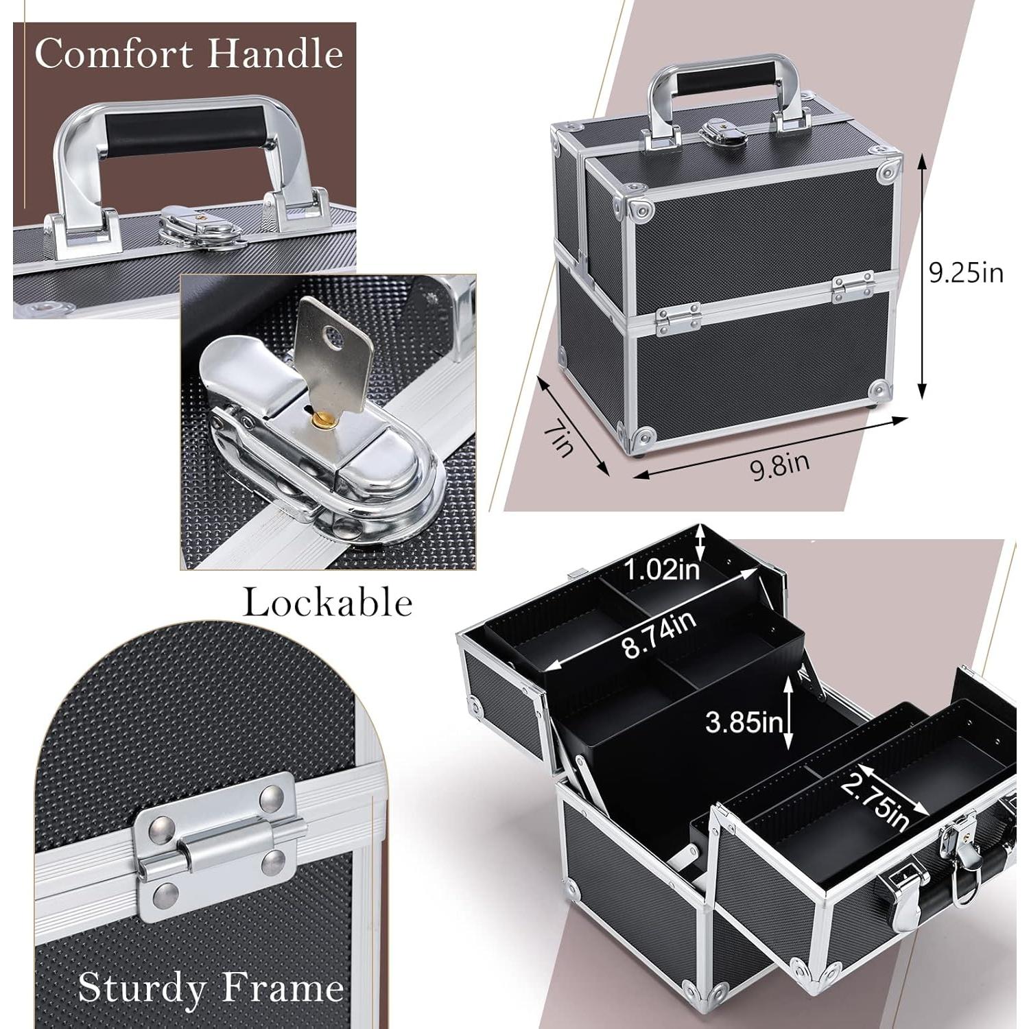 Estuche de Maquillaje Profesional Frenessa Negro 25x17.8x23.5cm