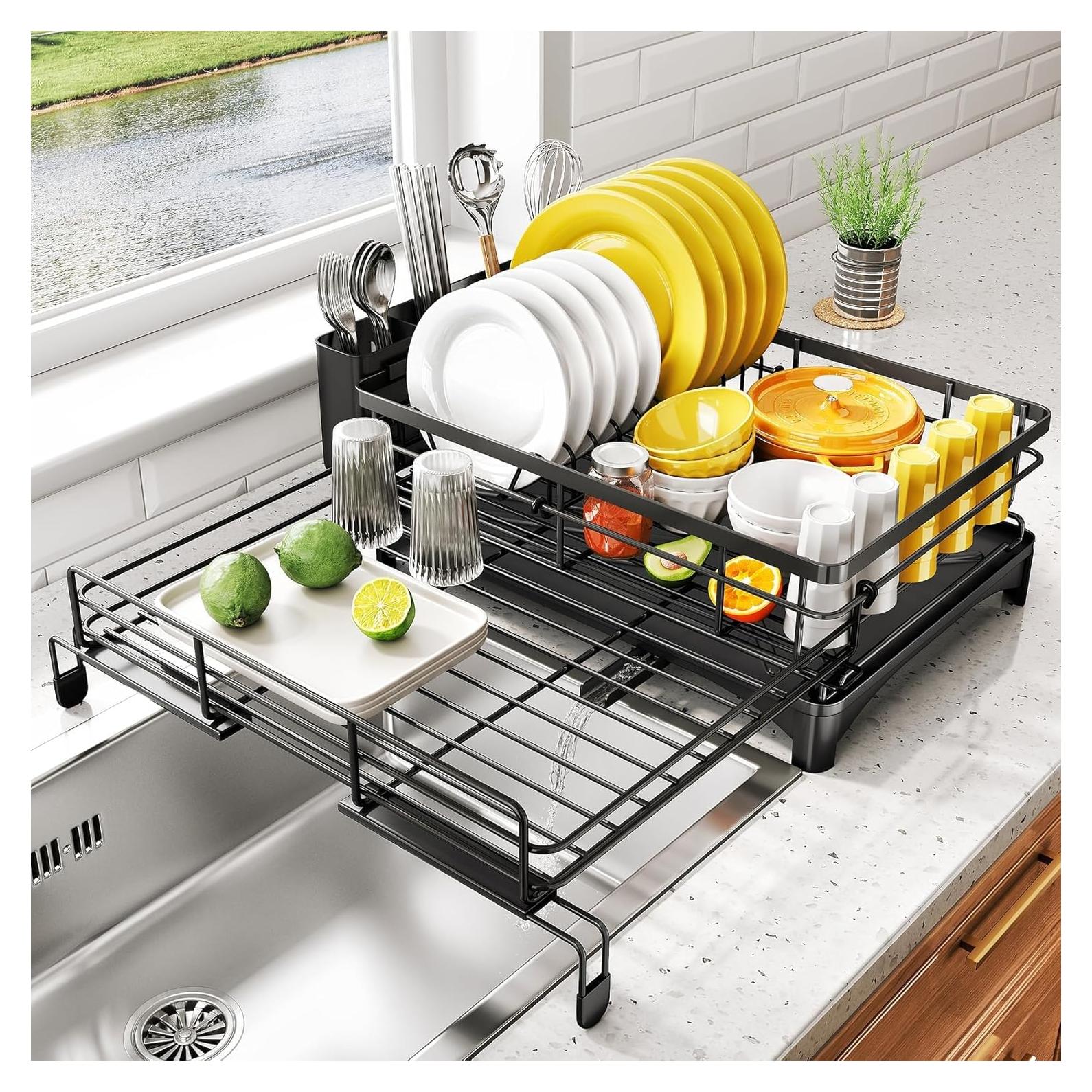 Escurridor de Platos Extensible SNTD Acero Inoxidable Negro