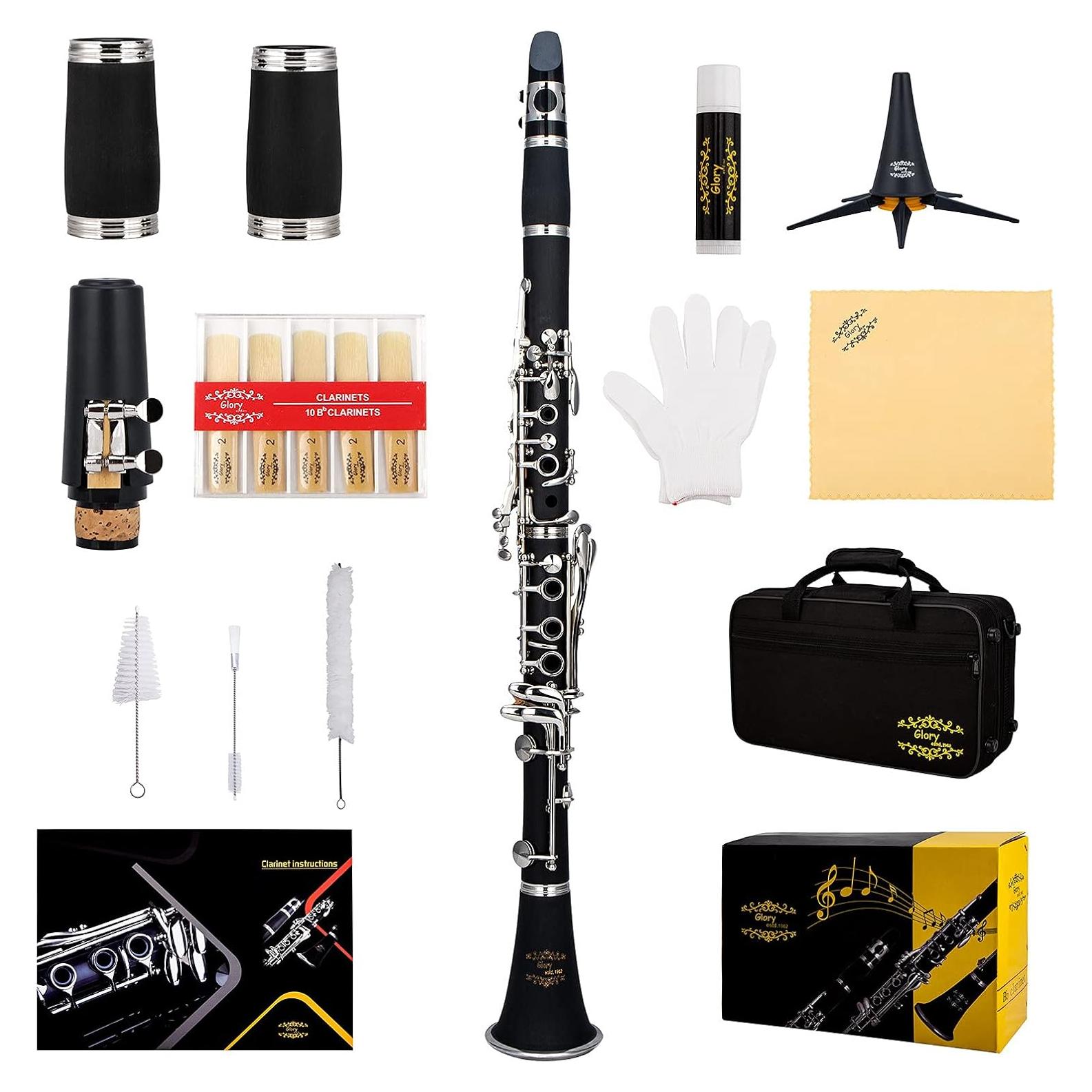 Clarinete Bb Profesional Glory GLY-PBK Ebonita Accesorios