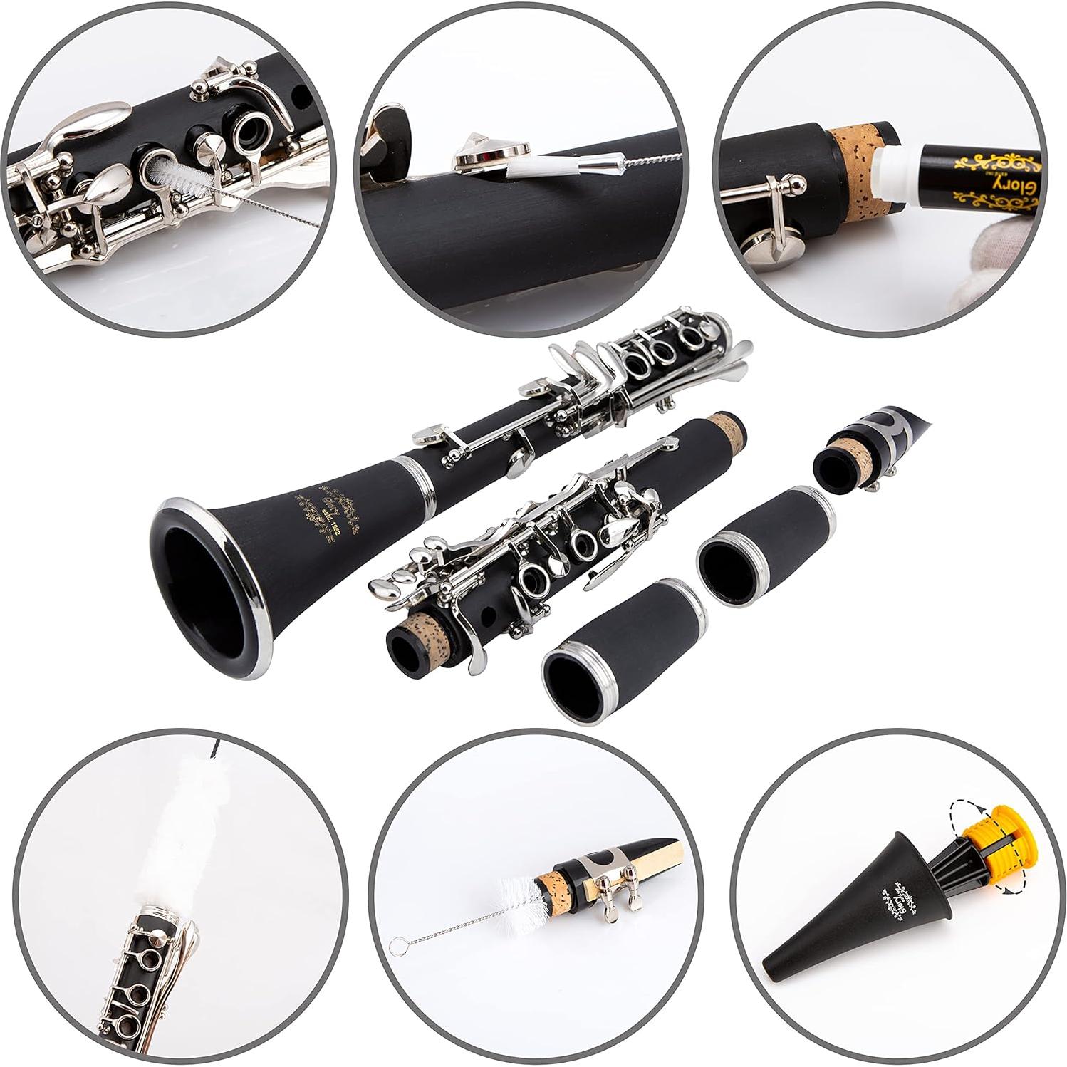 Clarinete Bb Profesional Glory GLY-PBK Ebonita Accesorios