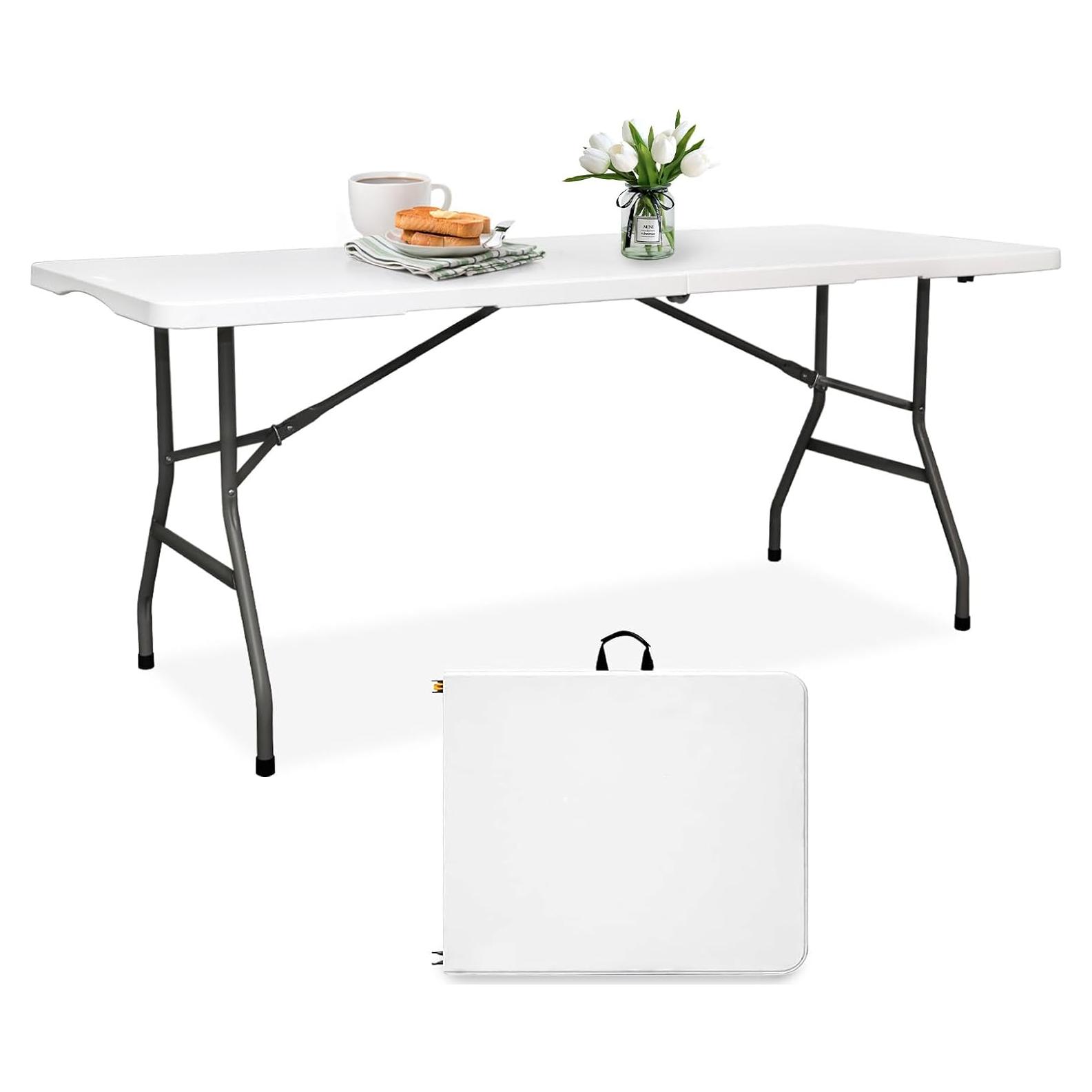 Mesa Plegable 180 cm POLLILAR Blanca para Reuniones y Fiestas