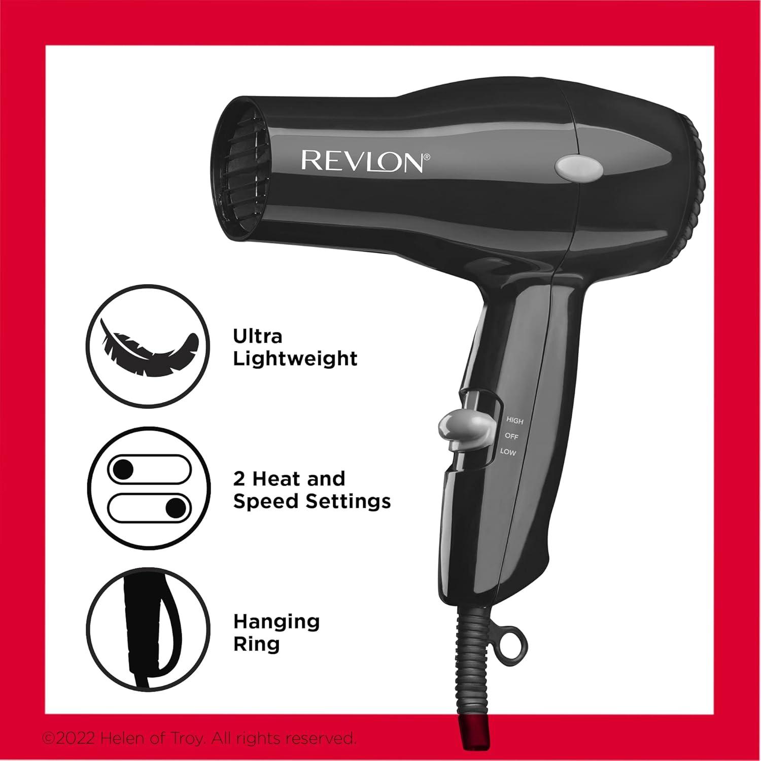 Secador de Pelo de Viaje REVLON 1875W Compacto Negro