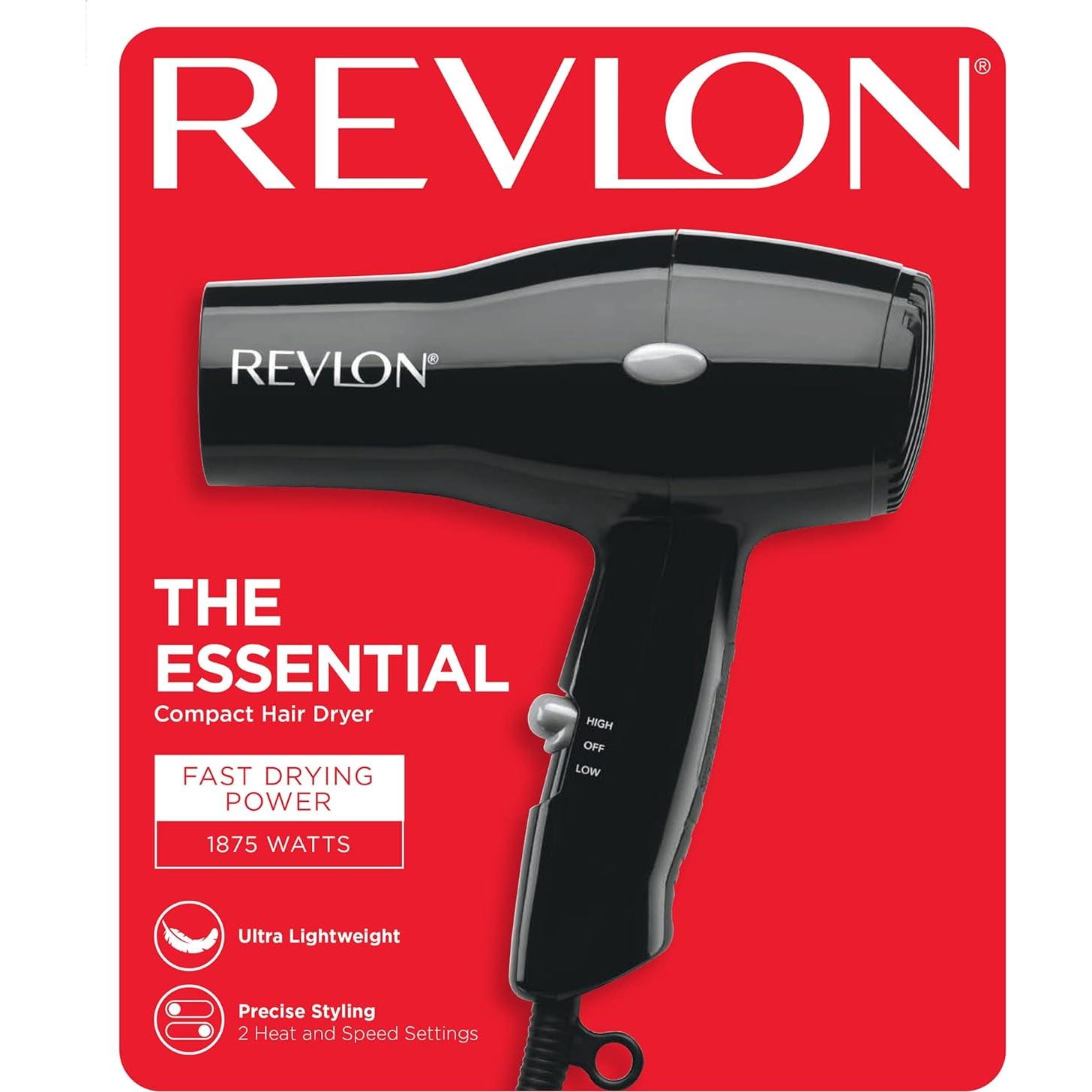 Secador de Pelo de Viaje REVLON 1875W Compacto Negro